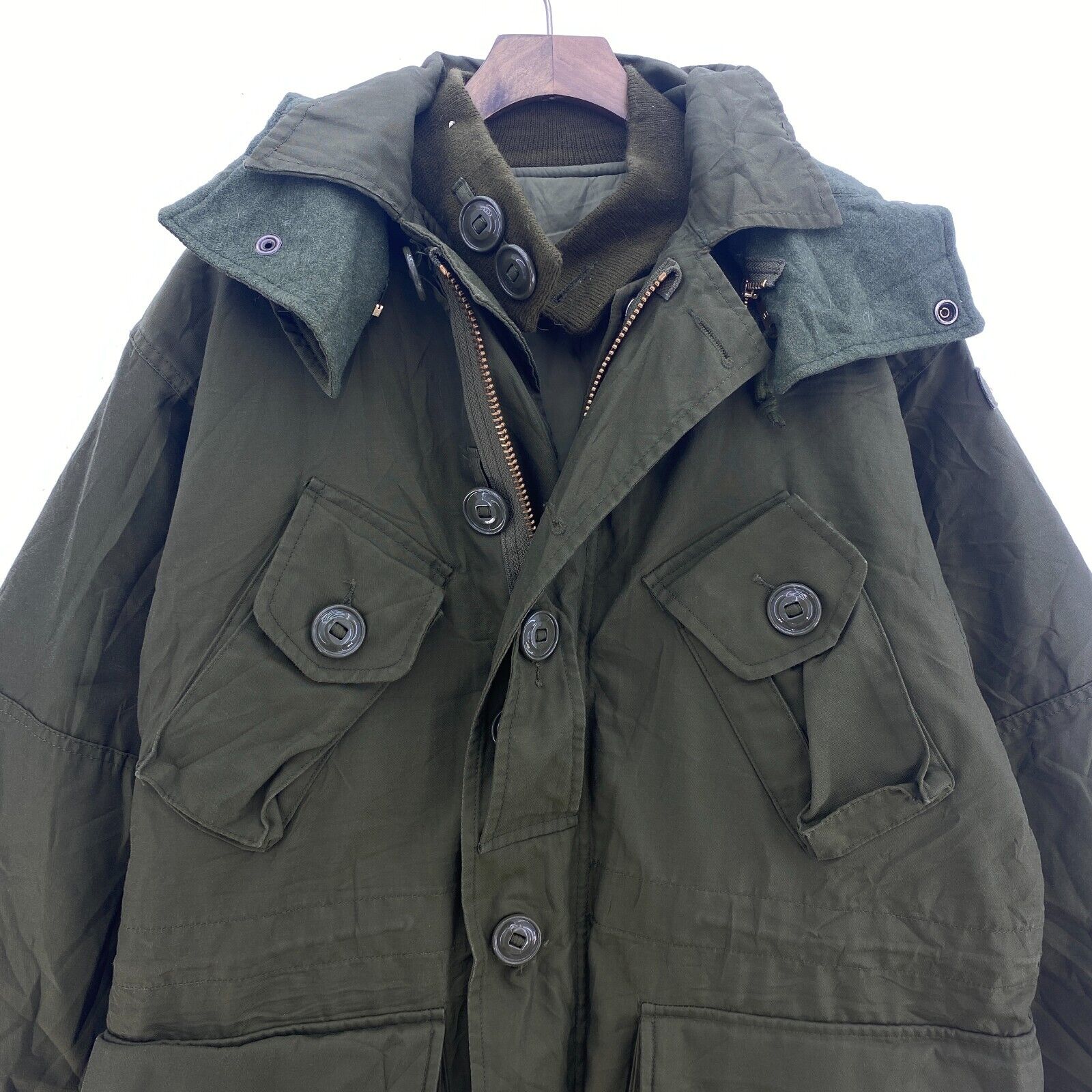 Military 3 In 1 Full Zip 1892 Plain Army Green Hooded Parka Jacket Size S