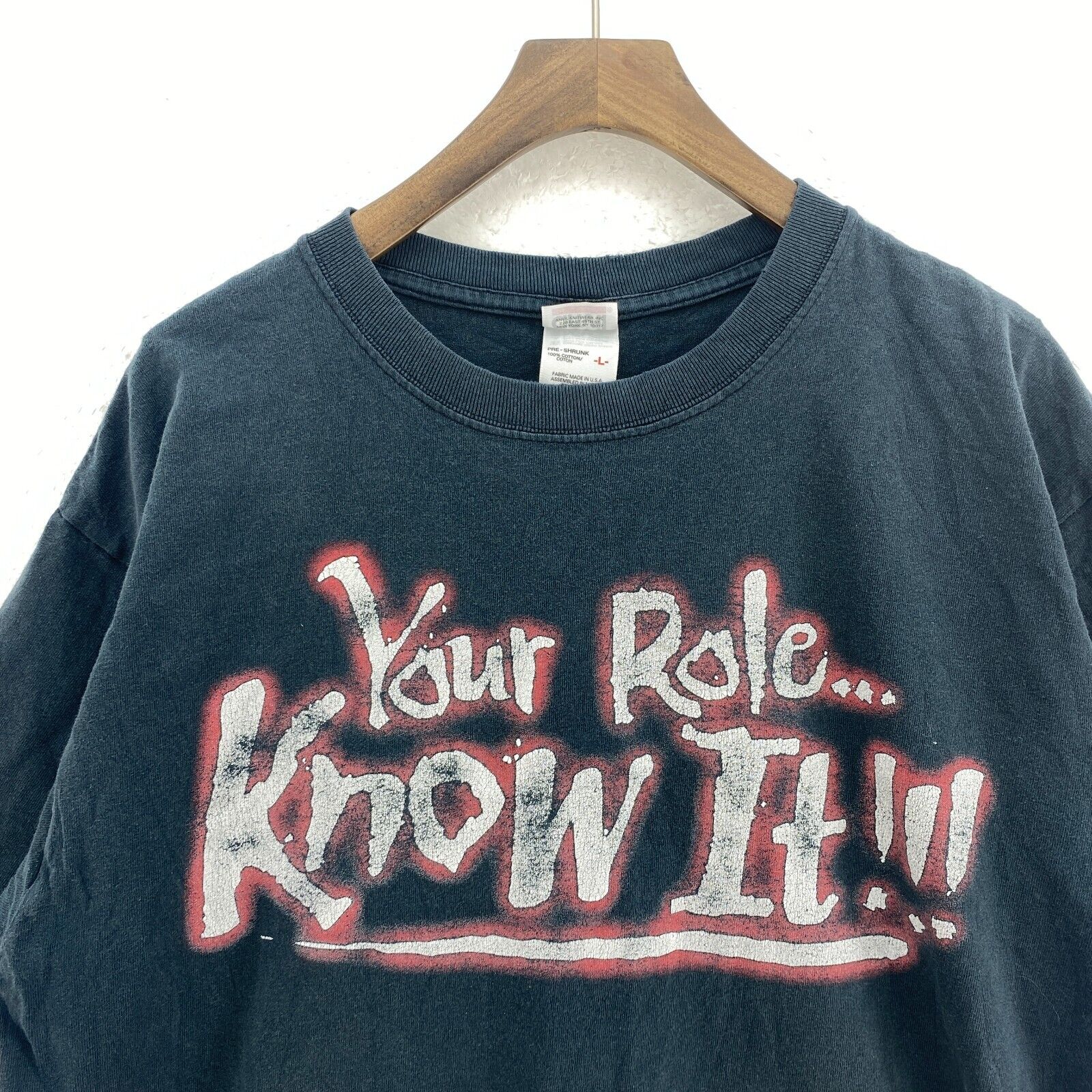 WWE Wrestling 2000 Your Role Know It Black T-shirt Size L