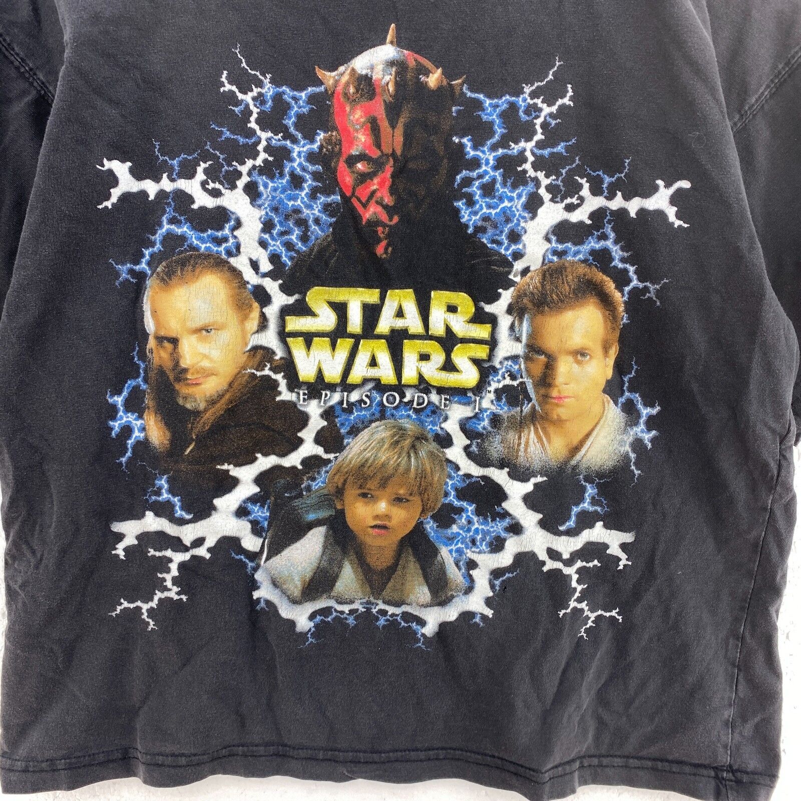 Vintage Star Wars Episode I Black T-shirt Size M Kids Space Movie