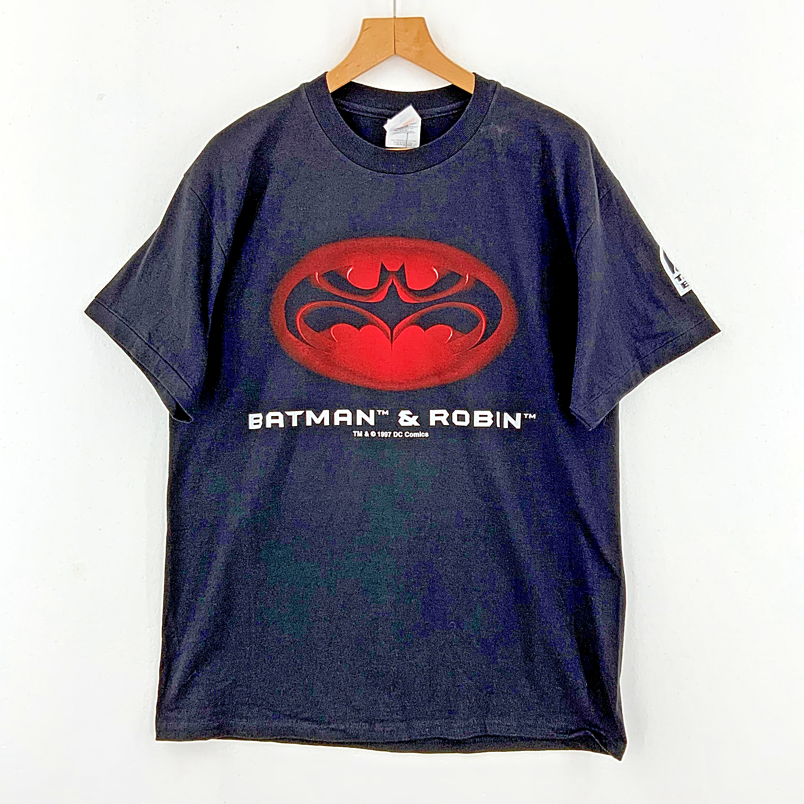Batman & Robin 1997 DC Comics Black T-shirt Size L Single Stitch