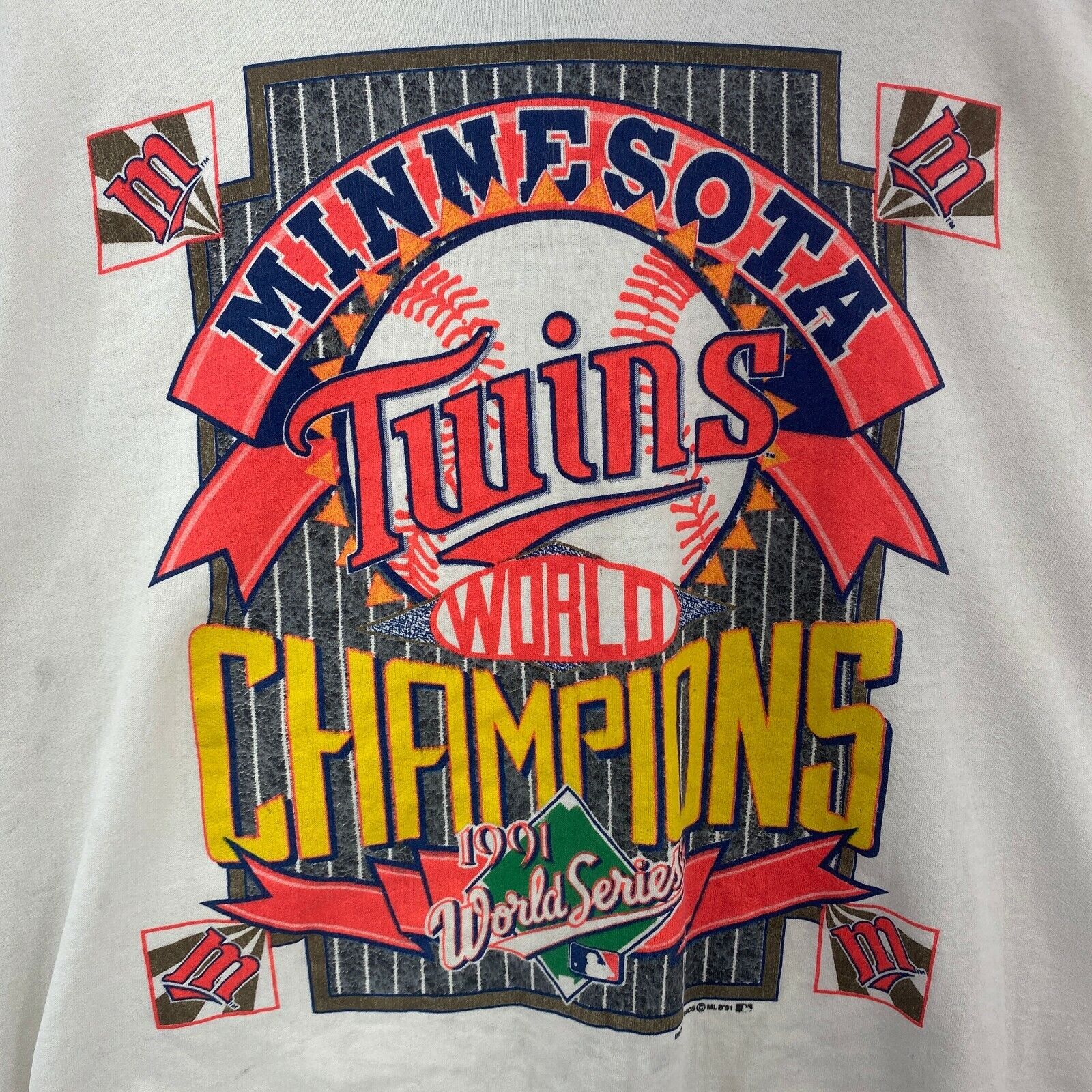 1991 Minnesota Twins White Sweatshirt Size XL MLB