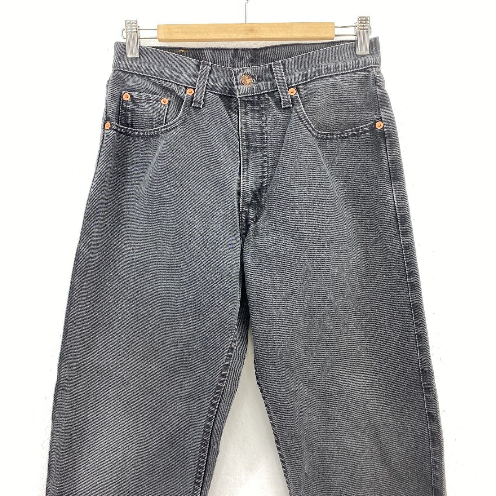 Levi's Orange Tab Medium Wash Black Denim Tapered Jeans Size 30 Women's