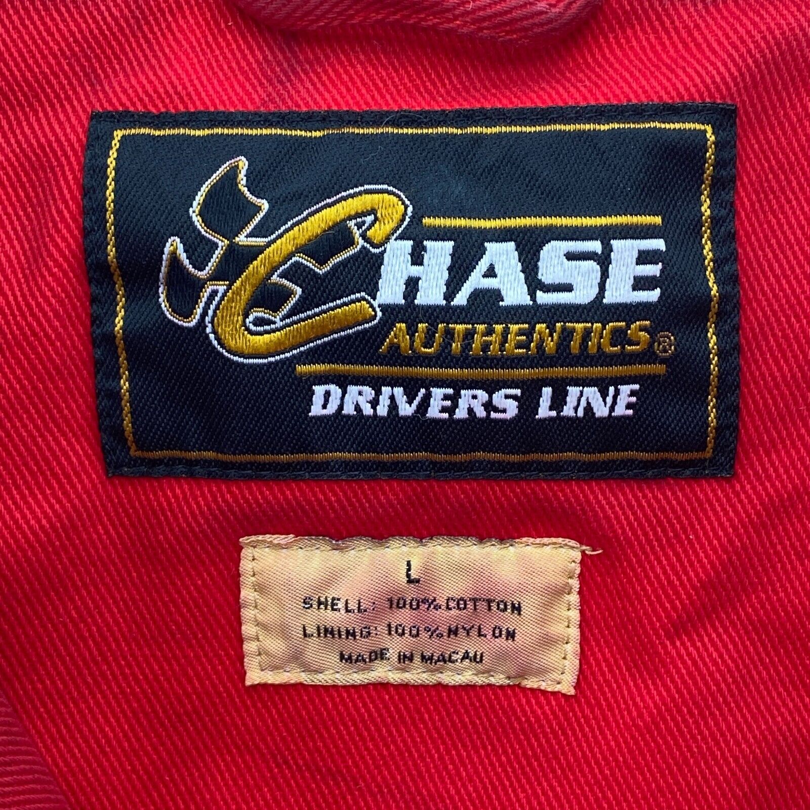 Vintage Chase Athentics Budweiser NASCAR Embroidered Jacket Size L Red