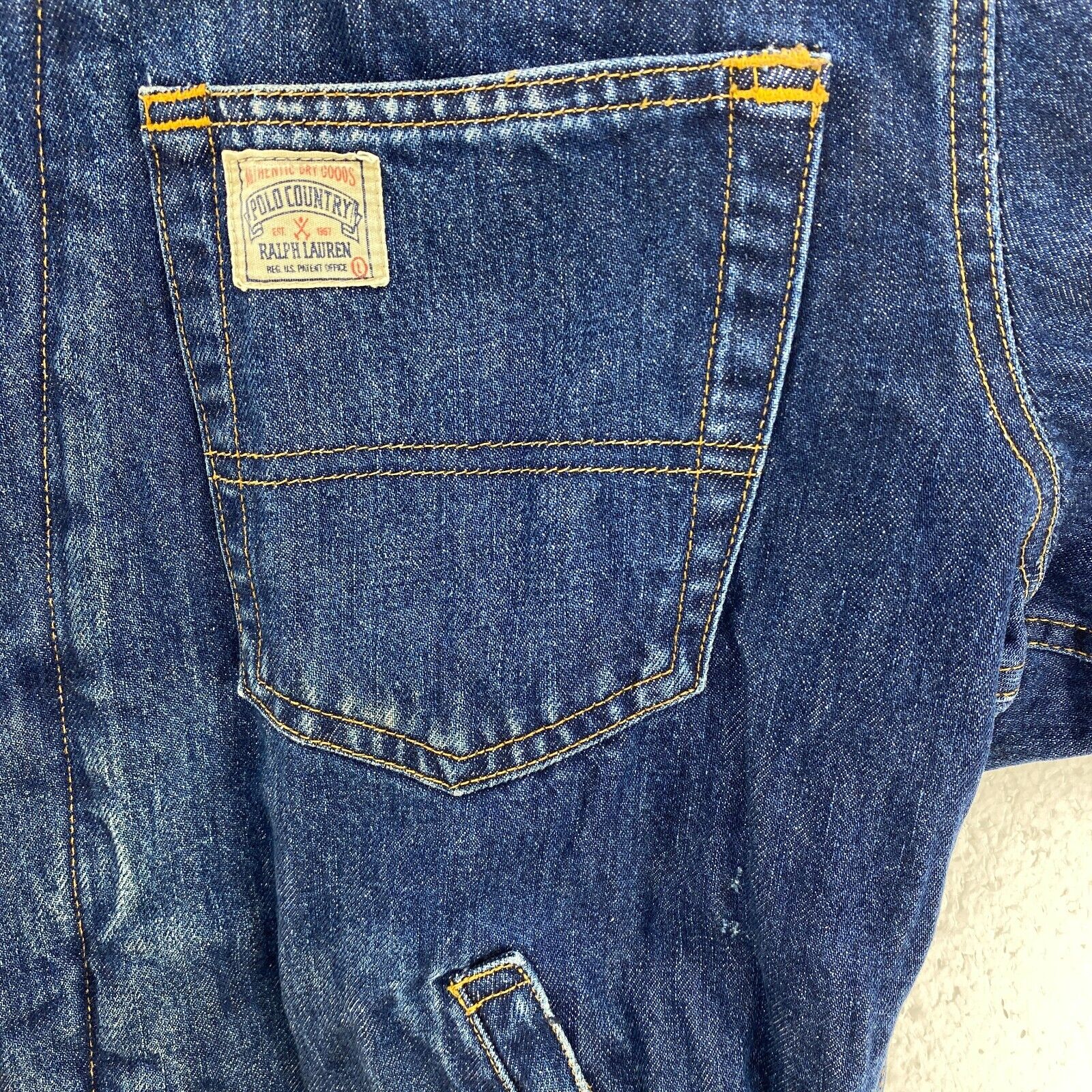 Vintage Polo Ralph Lauren Medium Wash Button Up Denim Hooded Jacket Size L
