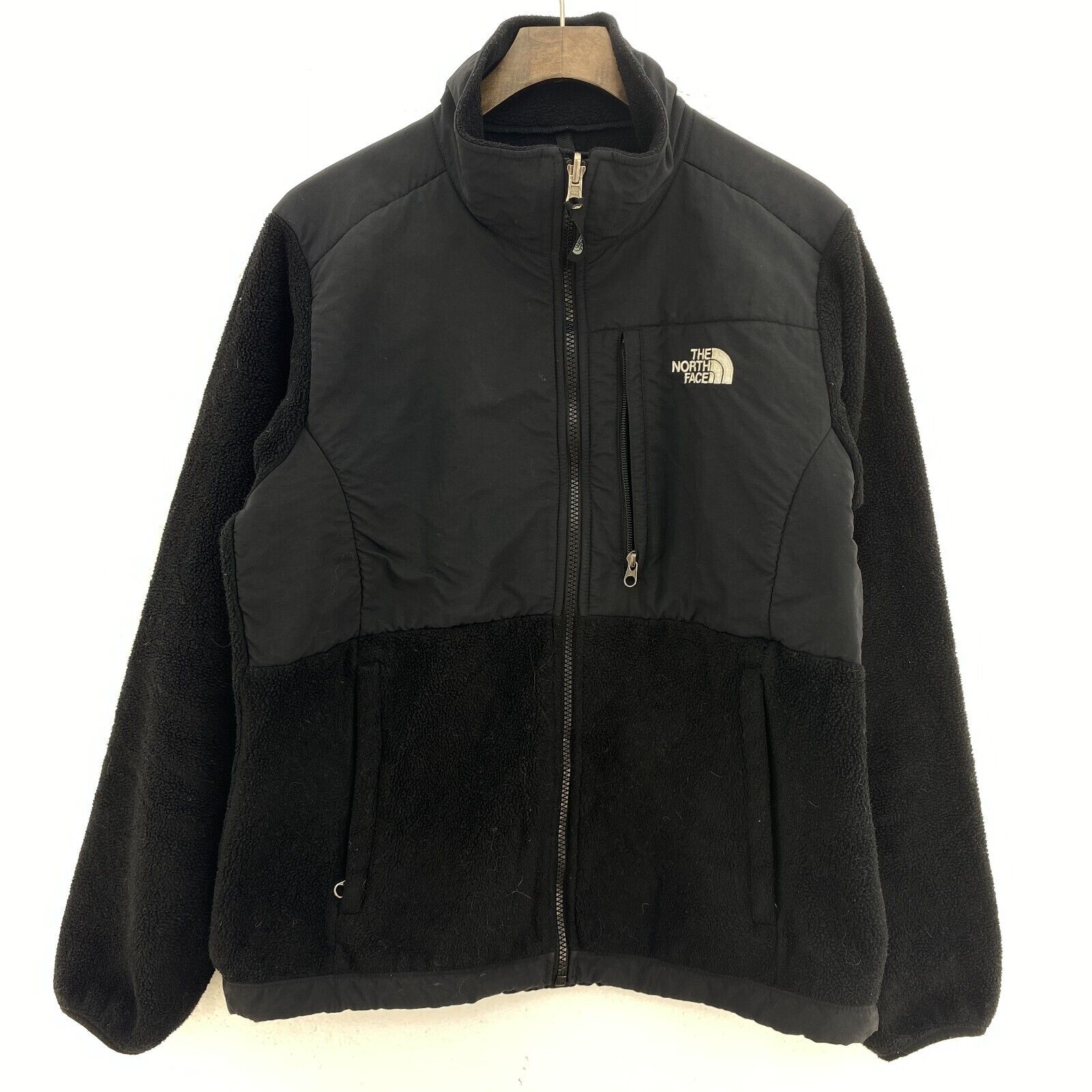Women's The North Face Zip Pockets Fleece Jacket Full Zip Size M Black