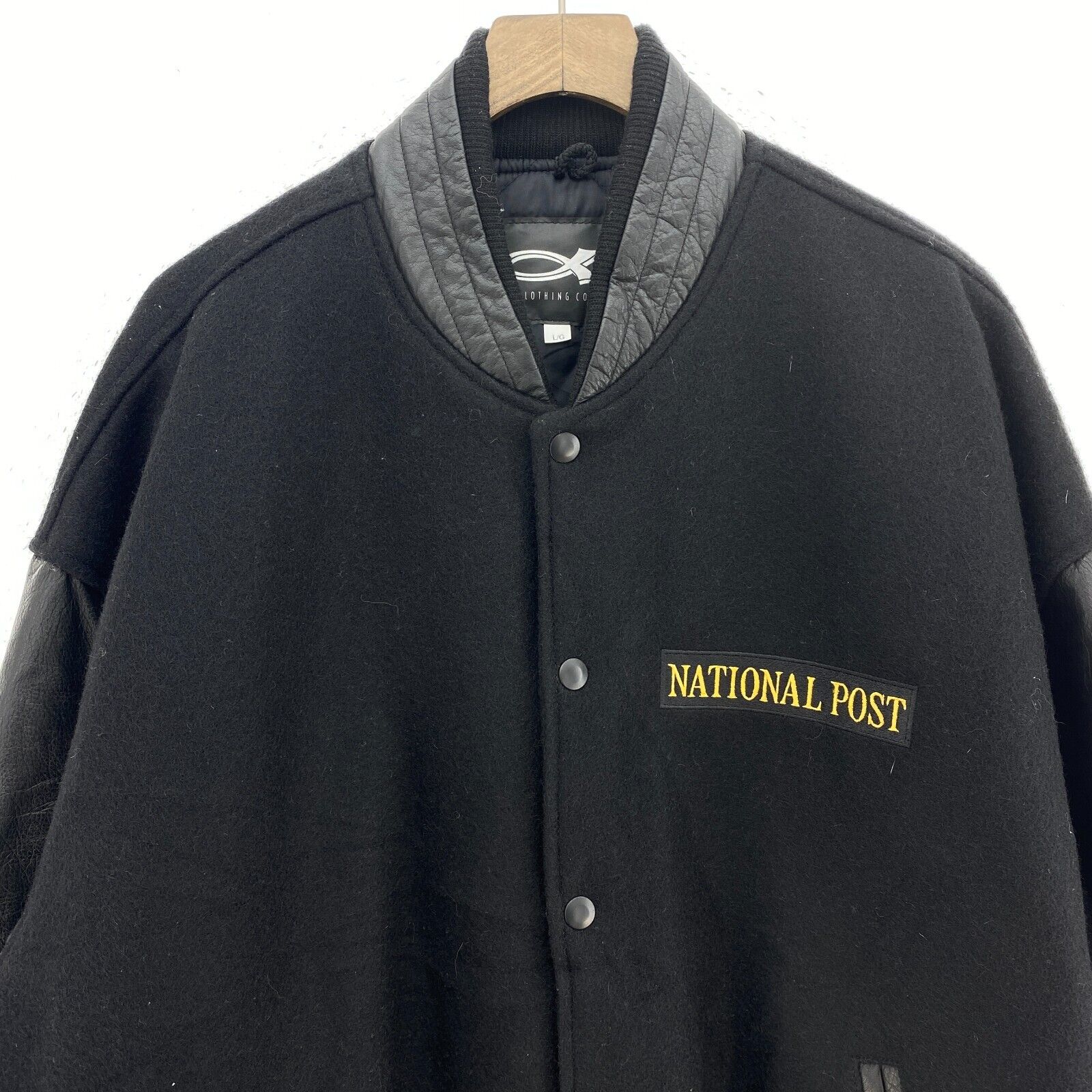 Vintage National Post Snapped Bomber Black Jacket Size L