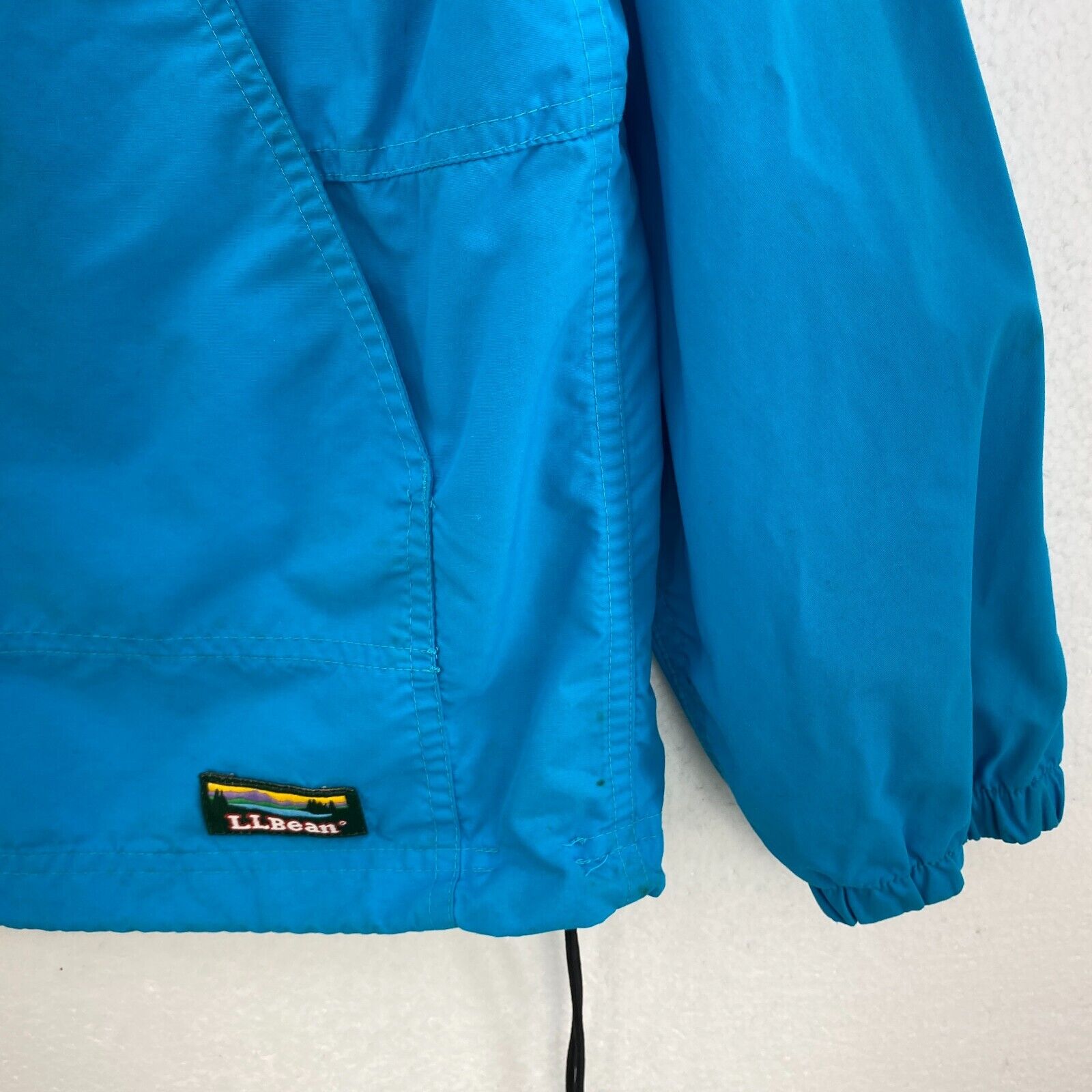 L.L. Bean Light Hooded Anorak Jacket Blue Size M 1/4 Zip