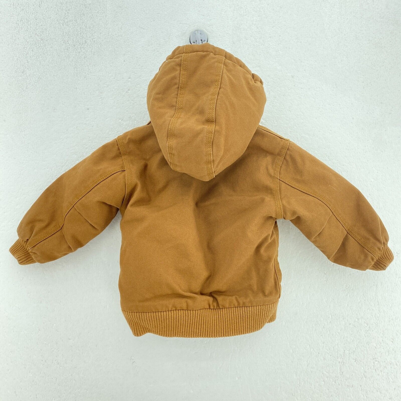 Carhartt Insulated Hooded Jacket Size 12M Brown Full Zip Up Kid's