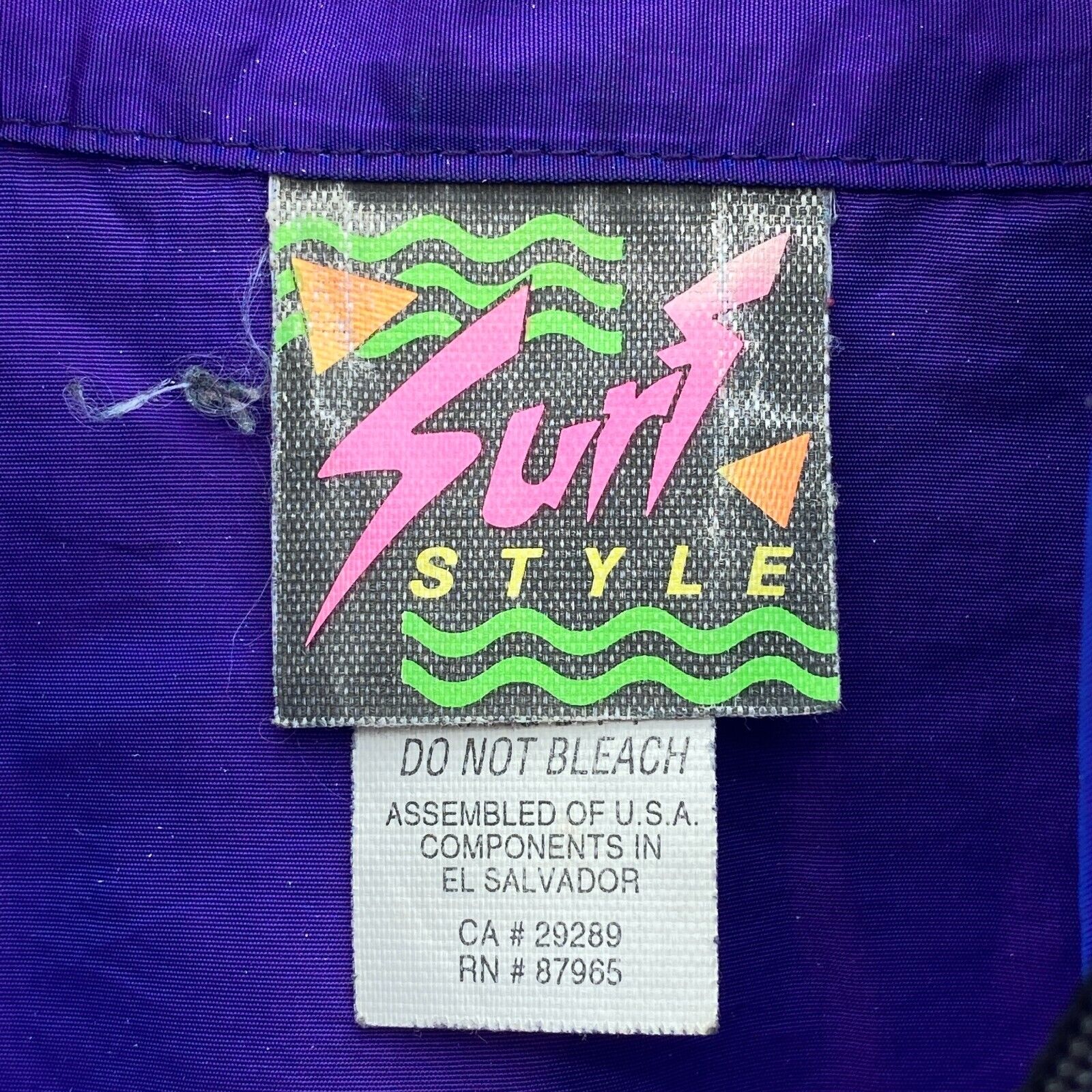 Surf Style Purple Dolphin Print Vintage Quarter Zip Windbreaker Jacket Size XL