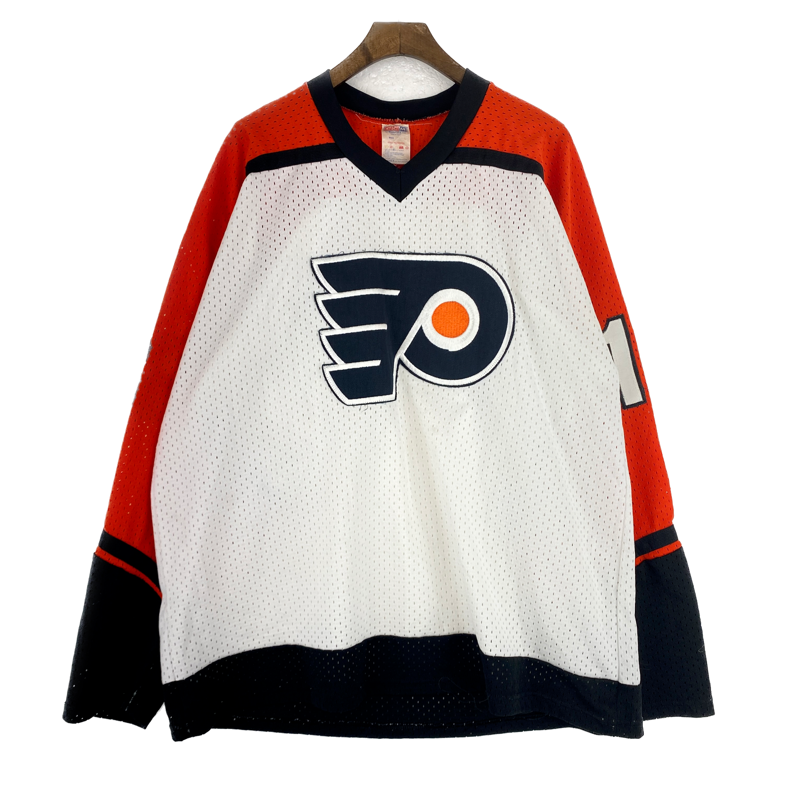 Vintage CCM Philadelphia Flyers NHL Mesh #16 Bobby Clark White Jersey Size L