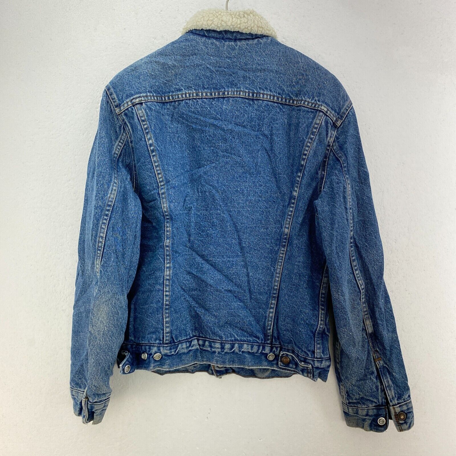 Levi Strauss Sherpa Lined Button Up Medium Wash Blue Denim Jacket Size 38