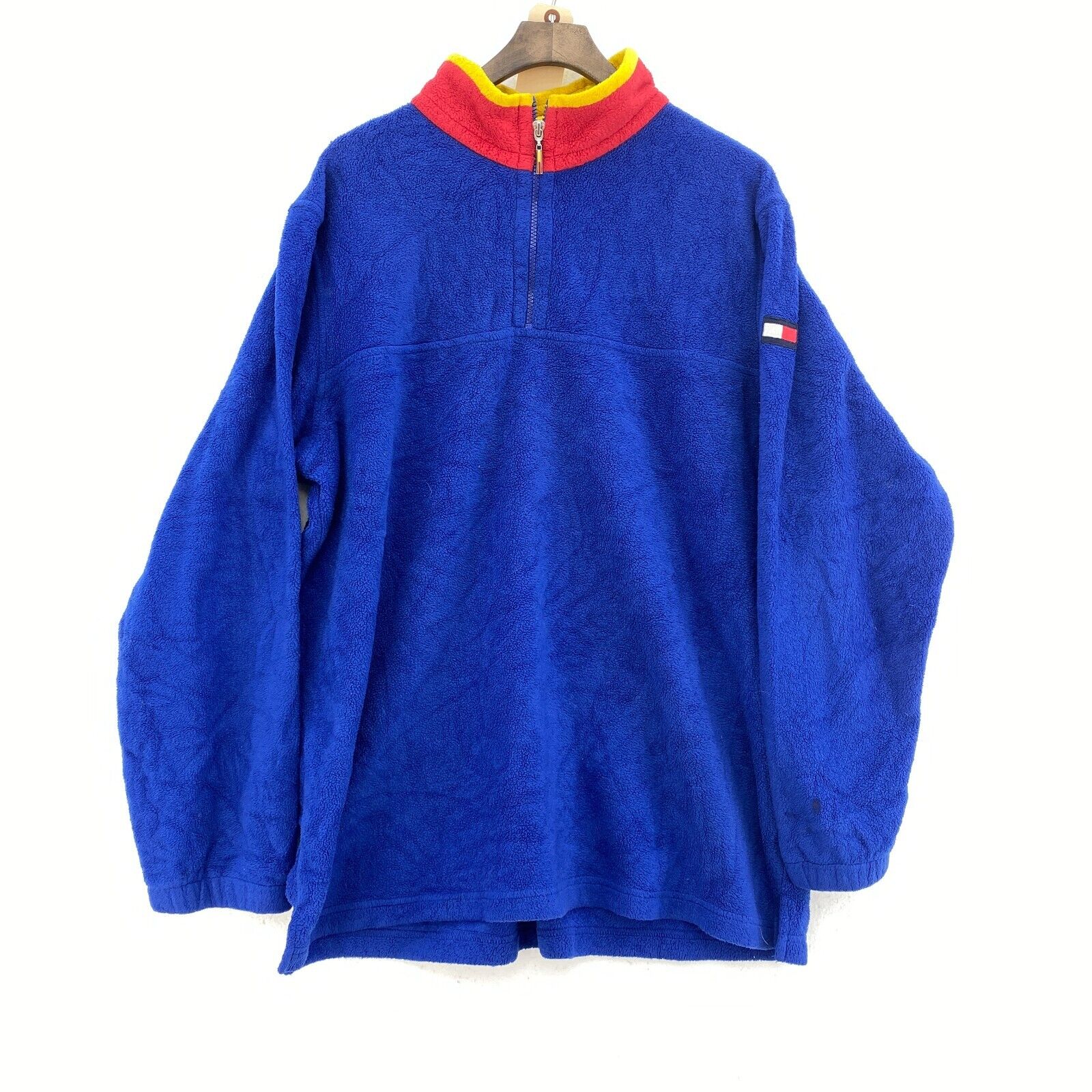 Tommy Hilfiger Quarter Zip Blue Fleece Pullover Jacket Size XL