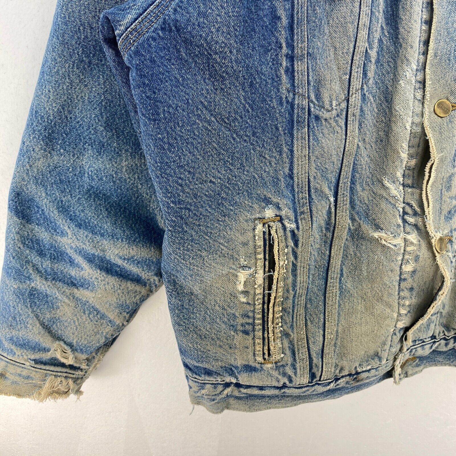 Carhartt Workwear Lined Denim Jacket Size XL Button Up