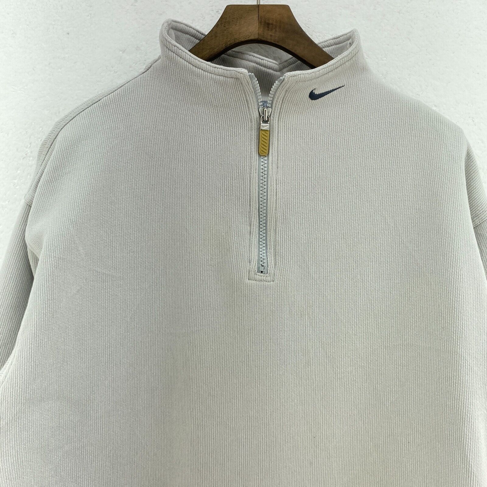 Nike Swoosh Check Embroidered Gray Pullover Jacket 1/4 Zip Size L