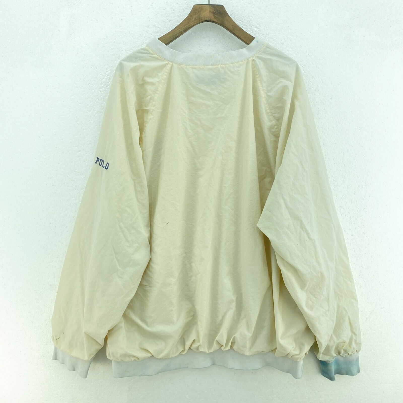 Polo By Ralph Lauren Logo Crew Neck Windbreaker White Jacket Size L