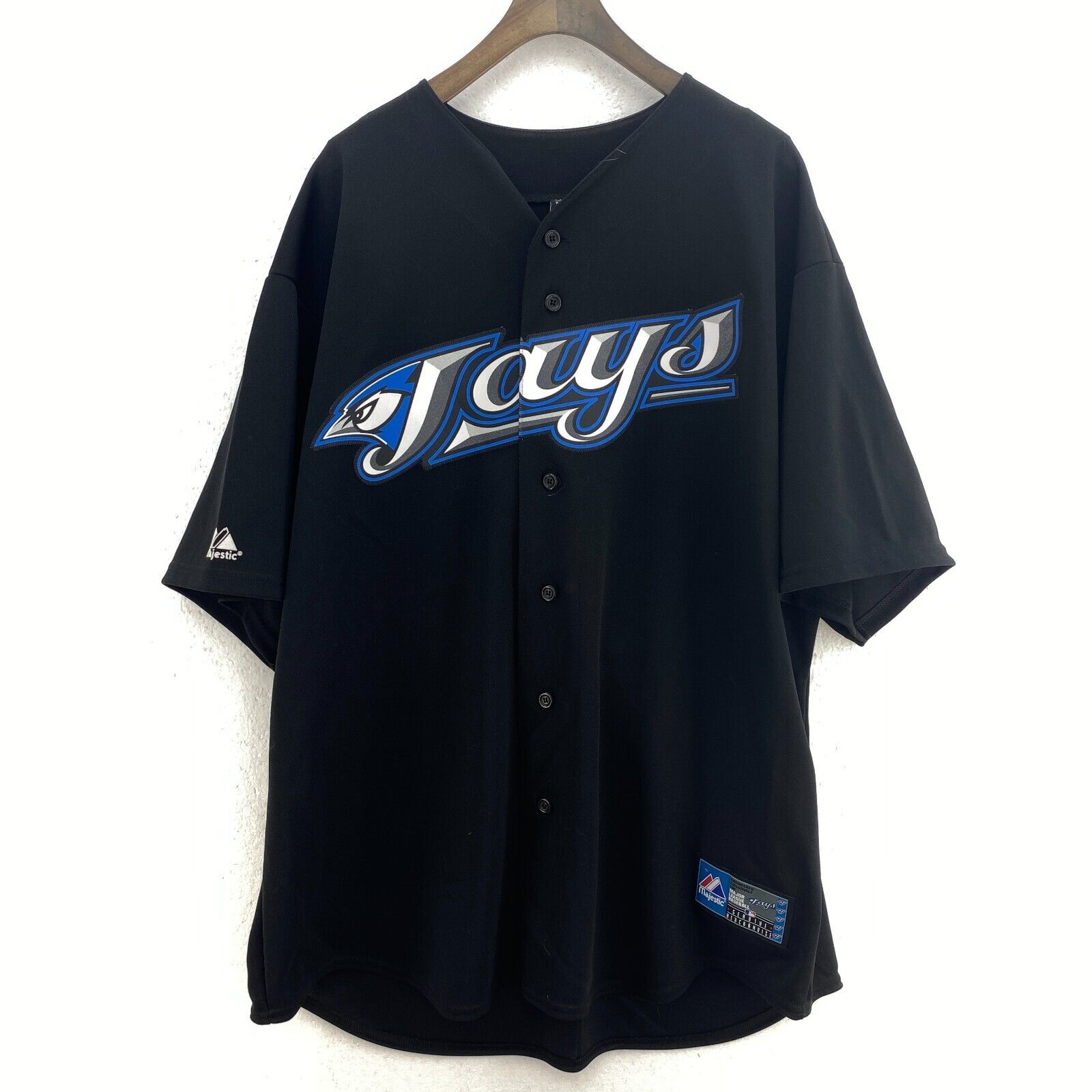 24 Ricky Romero Toronto Blue Jays Logo Black Jersey Size XL MLB Baseball