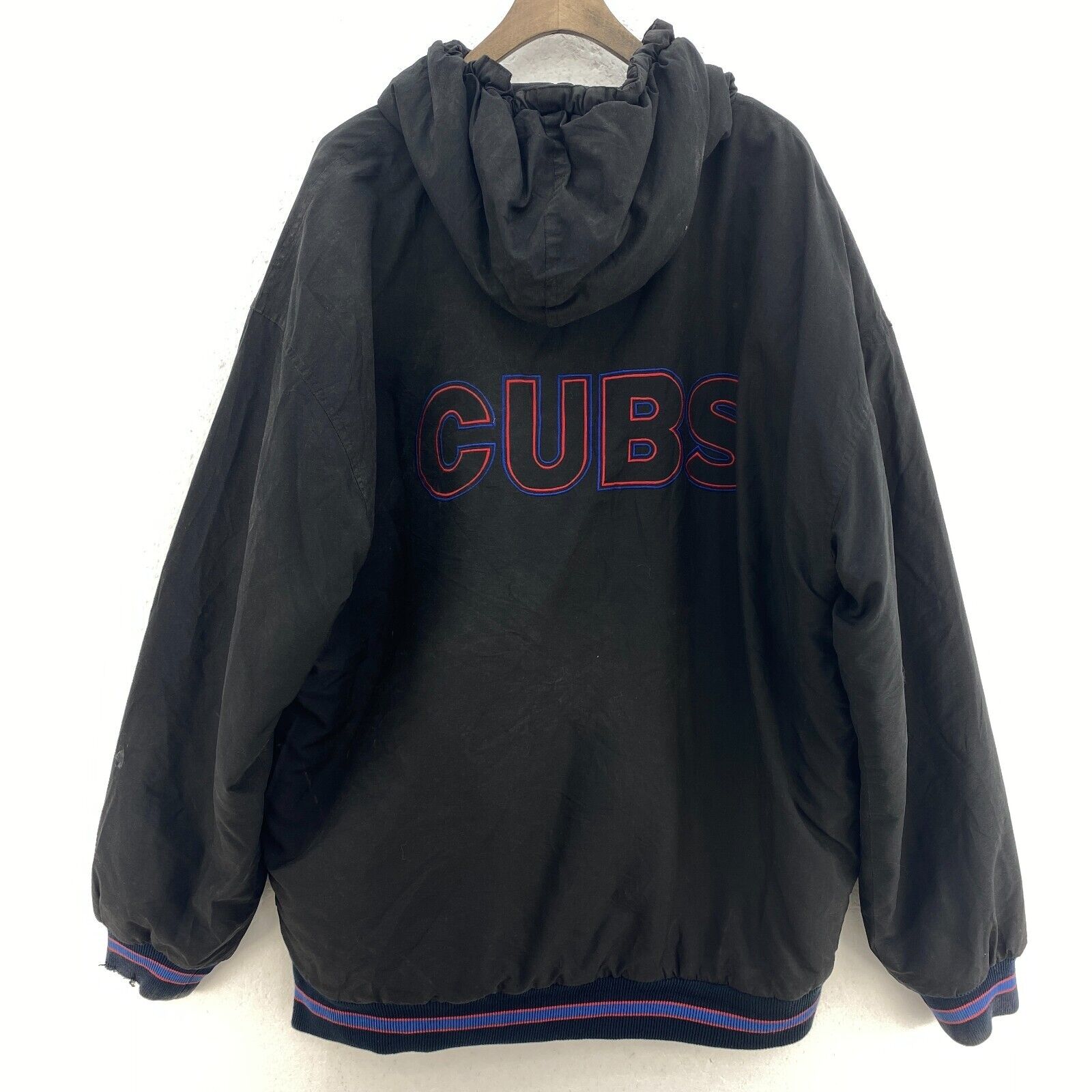 Chicago Cubs Logo Black Starter Full Zip Hooded Insulated Jacket Size L MLB
