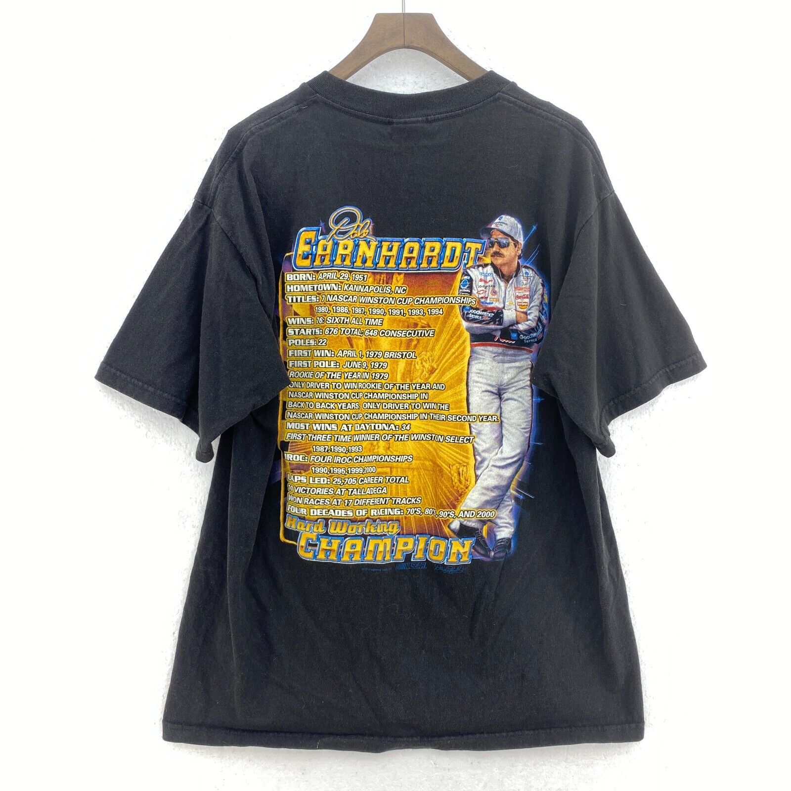 Vintage Chase Winston Cup Dale Earnhardth Black T-shirt Size L