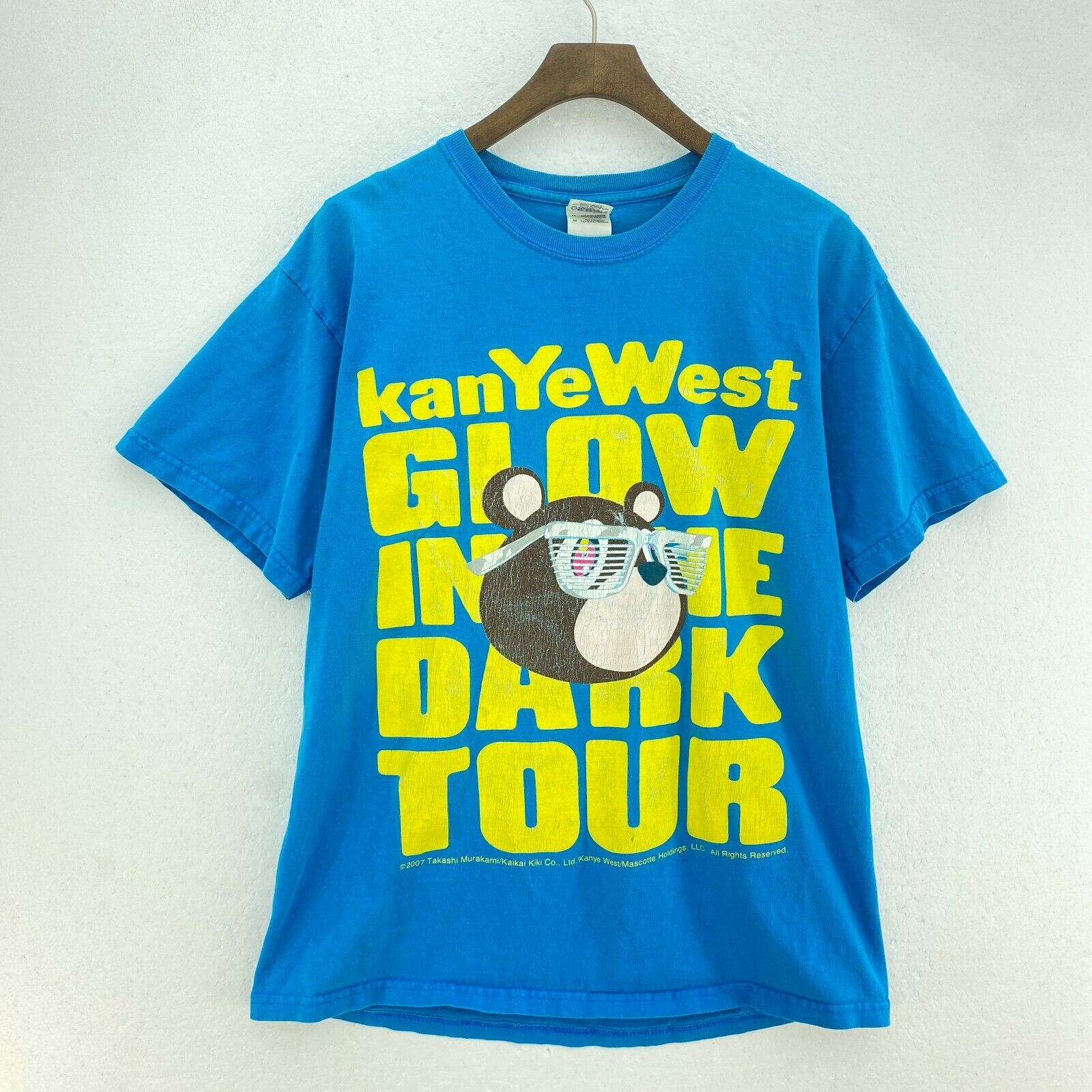 Kanye West Glow In The Dark Tour 2007 Blue T-shirt Size M