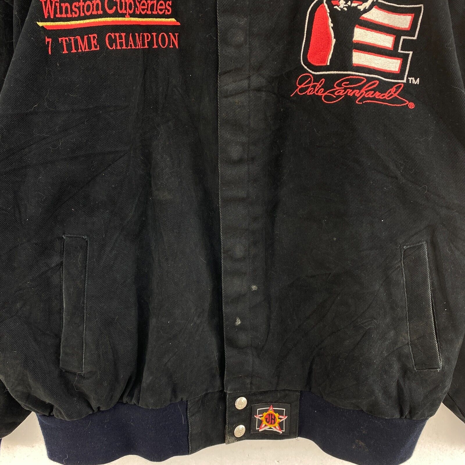 Vintage Dale Earnhardt Racing Nascar Winston Cup Black Snapped Jacket Size XL