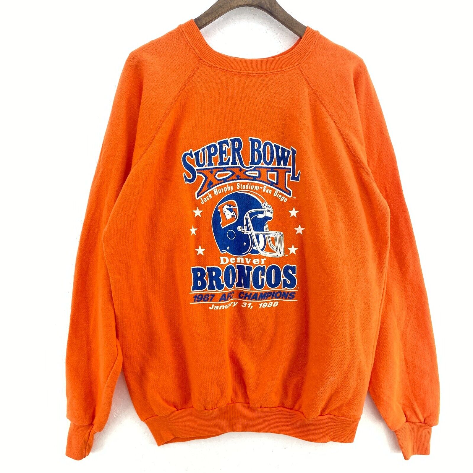 Denver Broncos NFL Super Bowl XXII 1987 Orange Sweatshirt Size XL Crewneck