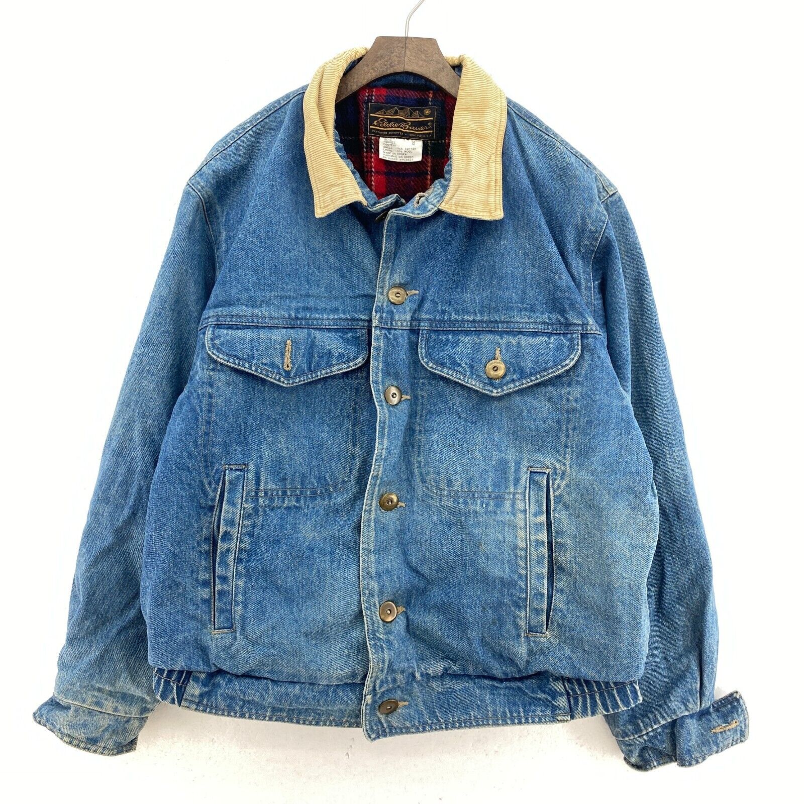 Eddie Bauer Blanket Lined Button Up Blue Denim Jacket Size M