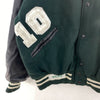 Vintage Medina Baseball Green Snapped Bomber Jacket Size 2XL Leather Sleeve