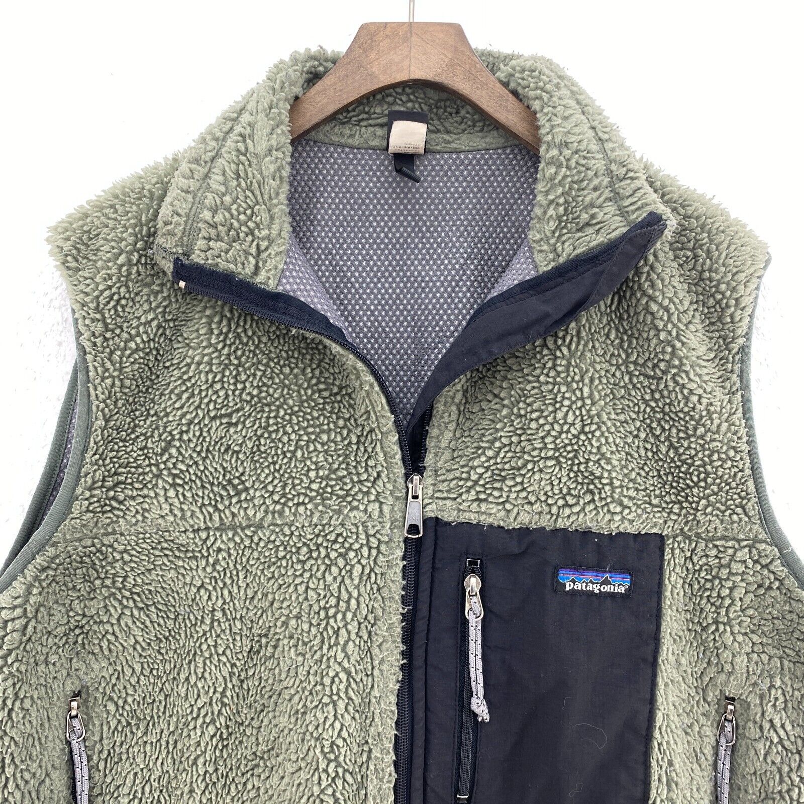 Vintage Patagonia Fleece Full Zip Earth Tone Green Vest Jacket Size L