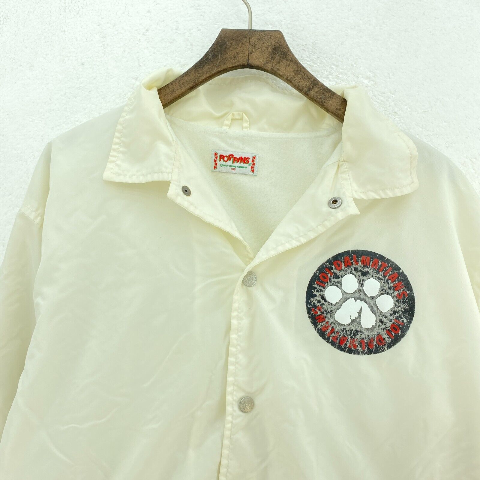 Vintage Disney 101 Dalmatians Movie Light Jacket Size M White Snap Up