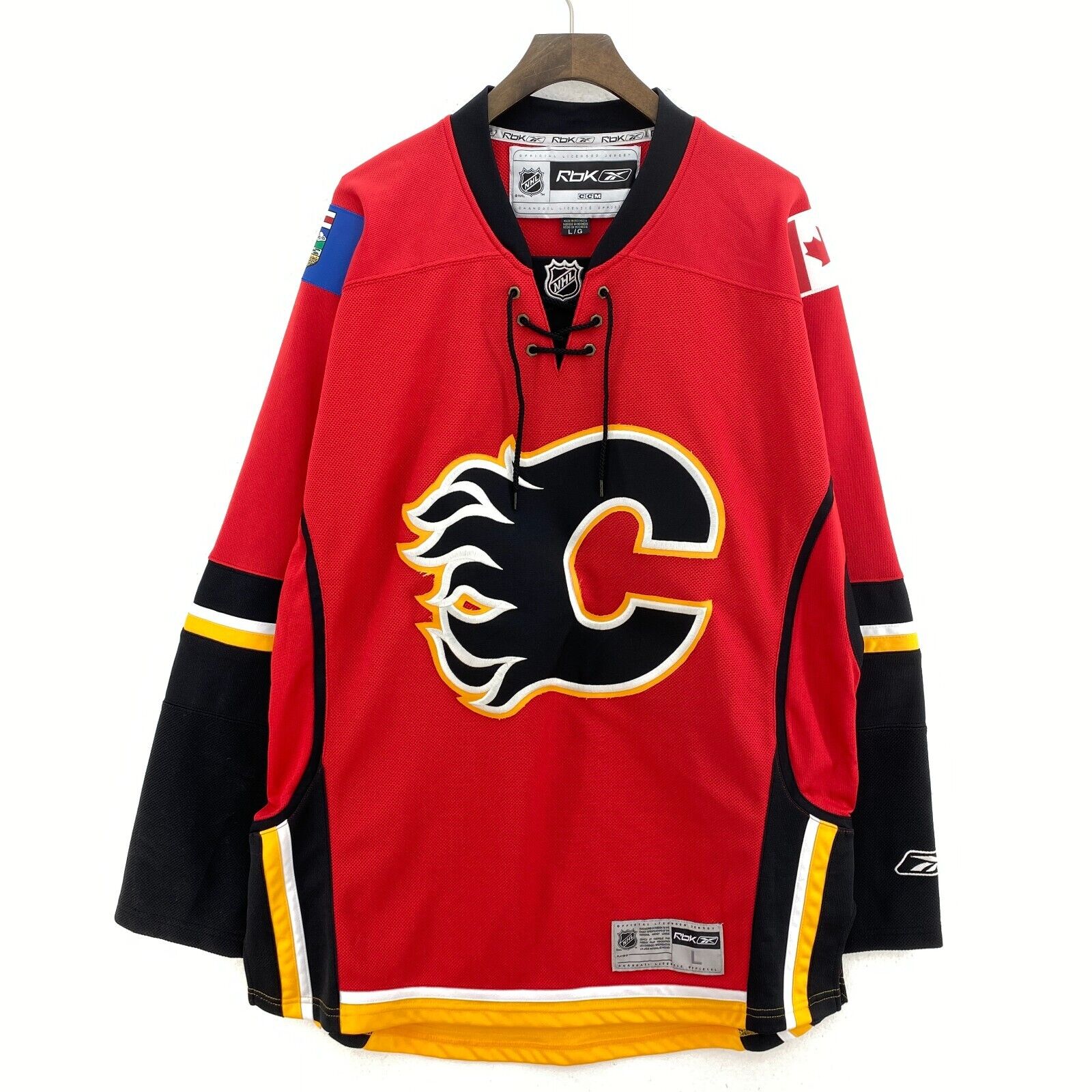 Authentic Calgary Flames Red Reebok NHL Jersey Size L