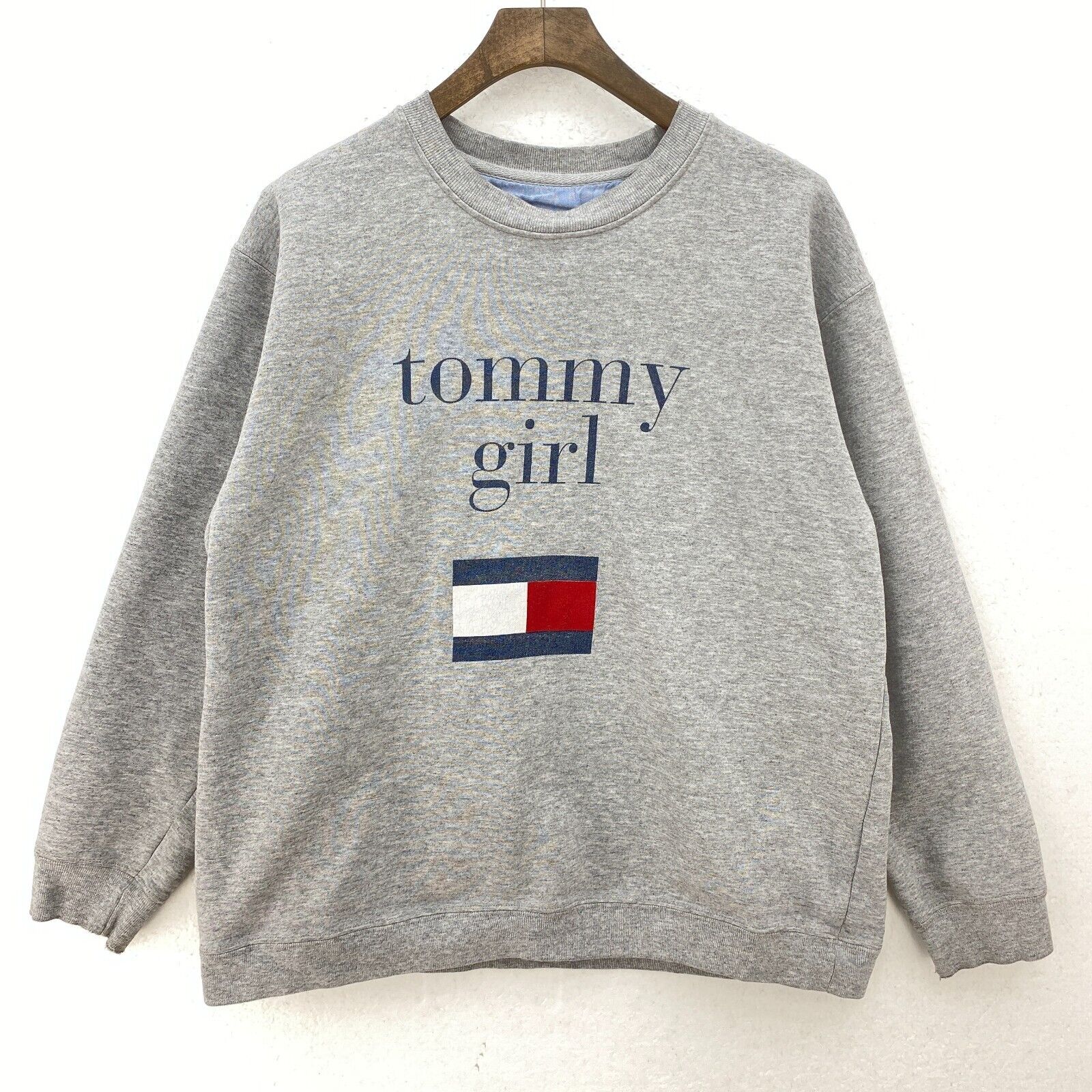 Vintage Tommy Hilfiger Tommy Girl Gray Crew Neck Sweatshirt Size M Women's