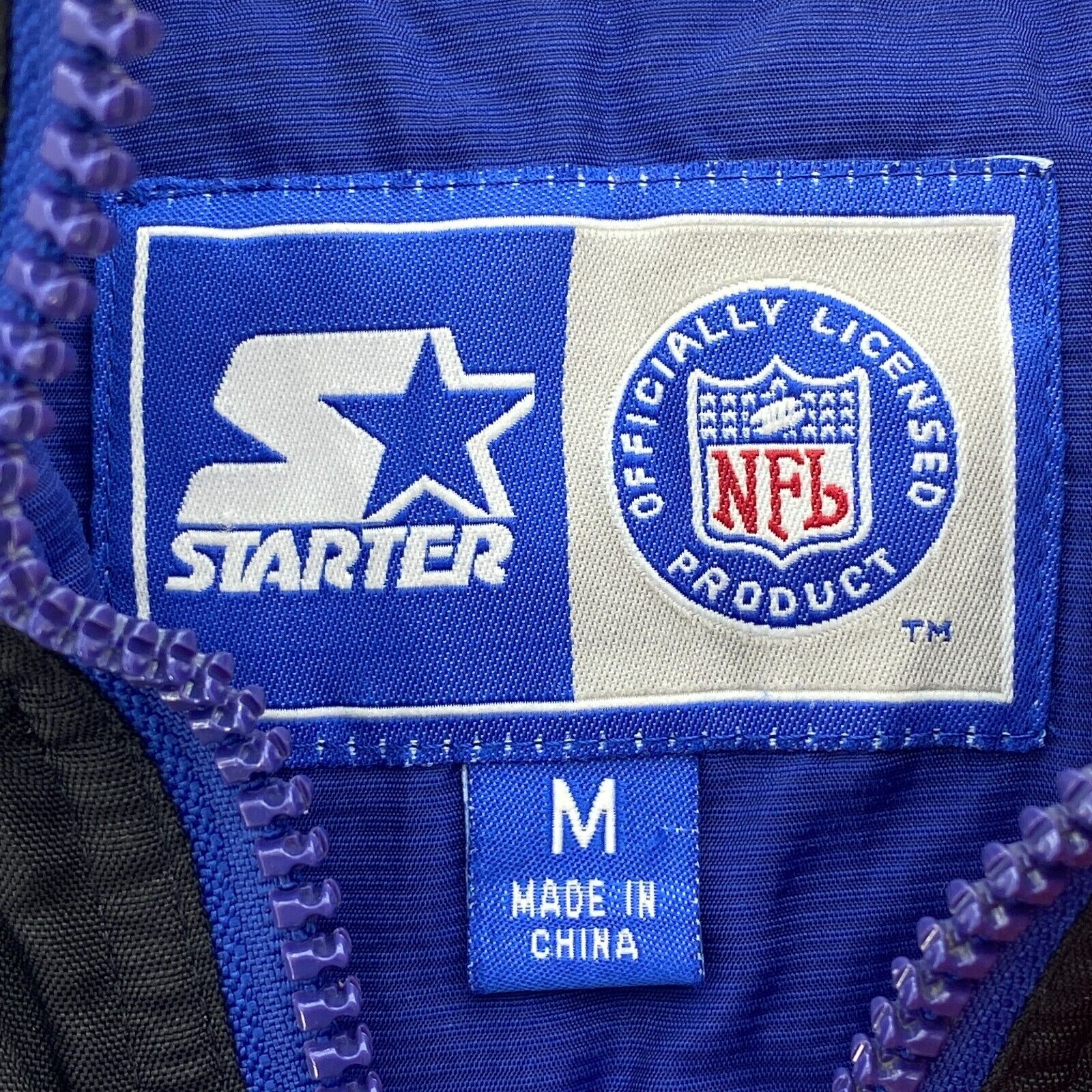 Starter New England Patriots Insulated Blue Hooded Jacket NFL Size M 1/4 Zip