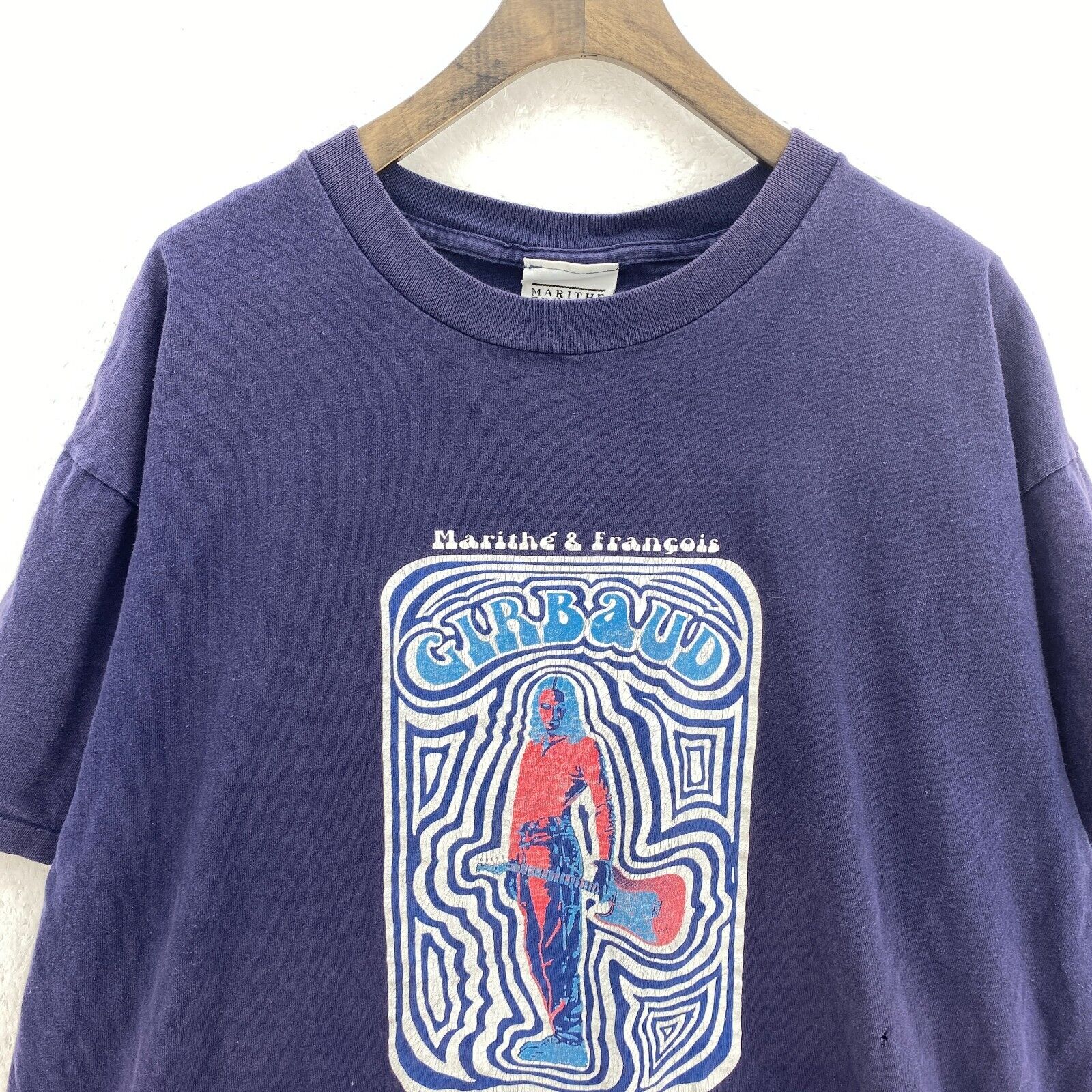 Marithé et François Girbaud Psychedelic Graphic T-shirt Size L Blue