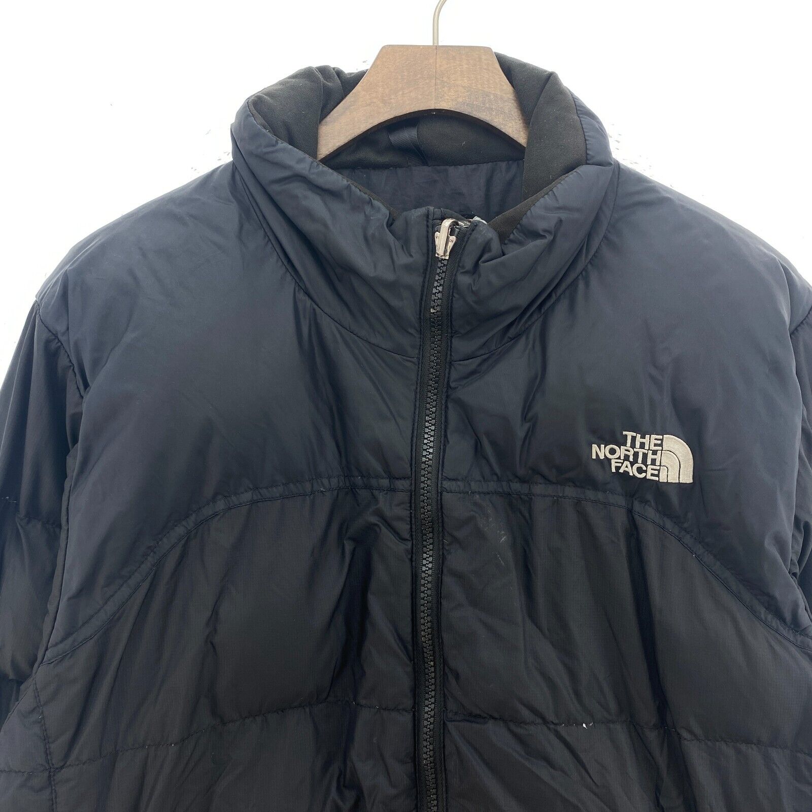 The North Face Women's Goose Down Full Zip Black Puffer Size L Nuptse 700
