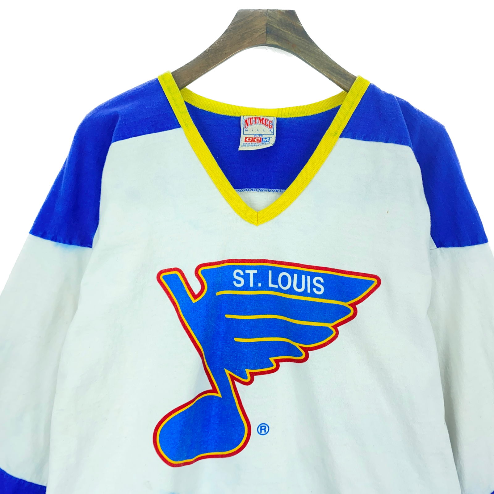 Vintage Nutmeg CCM St. Louis Blues White Long Sleeve T-shirt Size XL