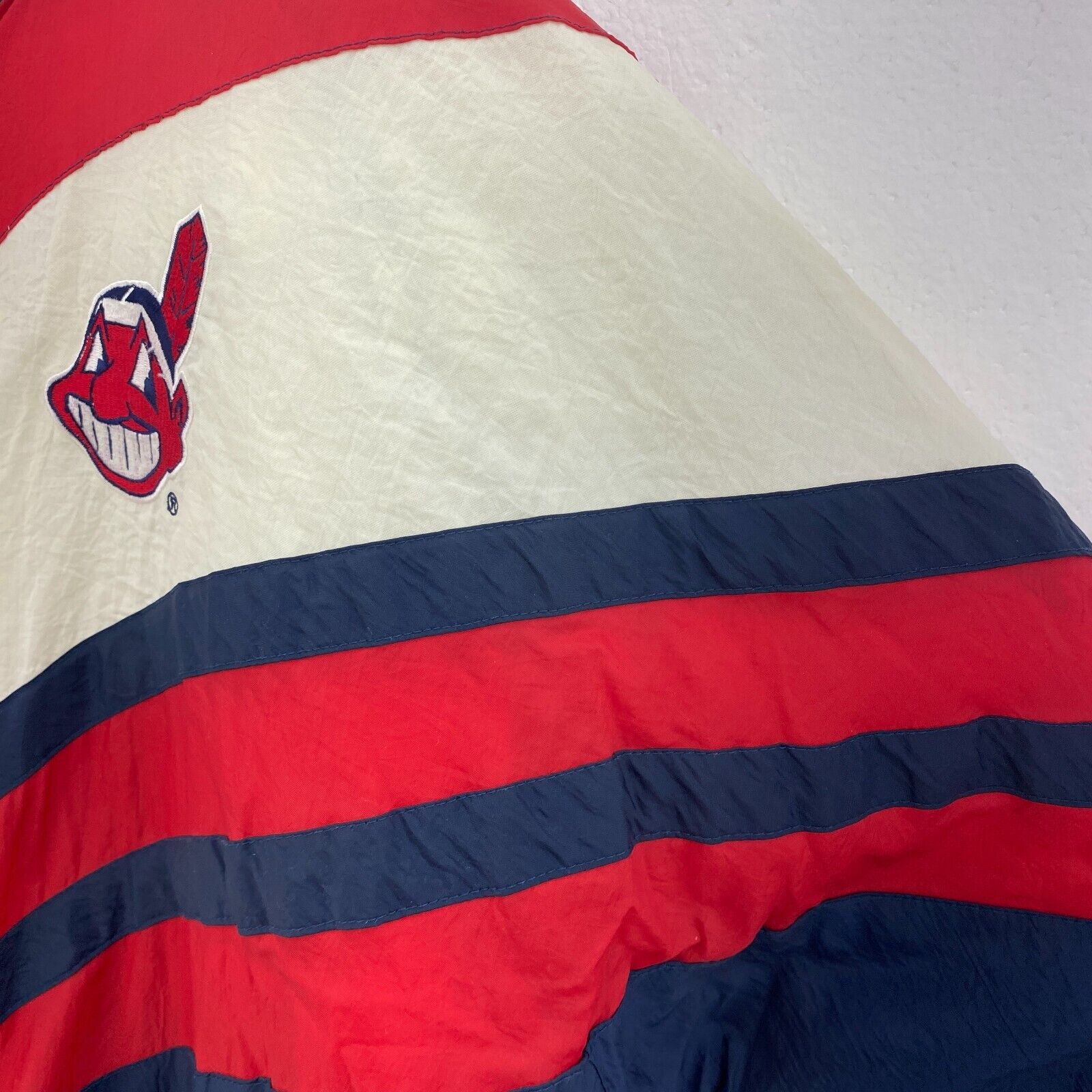Cleveland Indians MLB Navy Blue Full Zip Insulated Jacket Size L Hooded