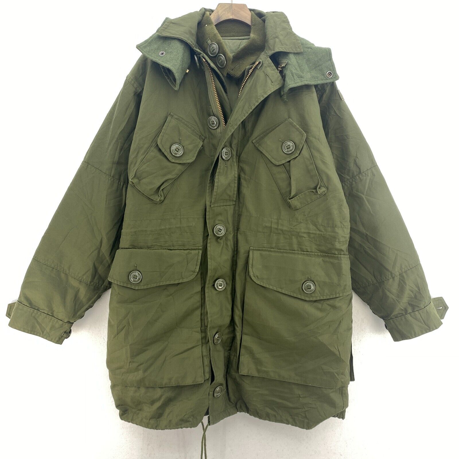 Military 3 In 1 Full Zip 1892 Plain Army Green Hooded Parka Jacket Size S
