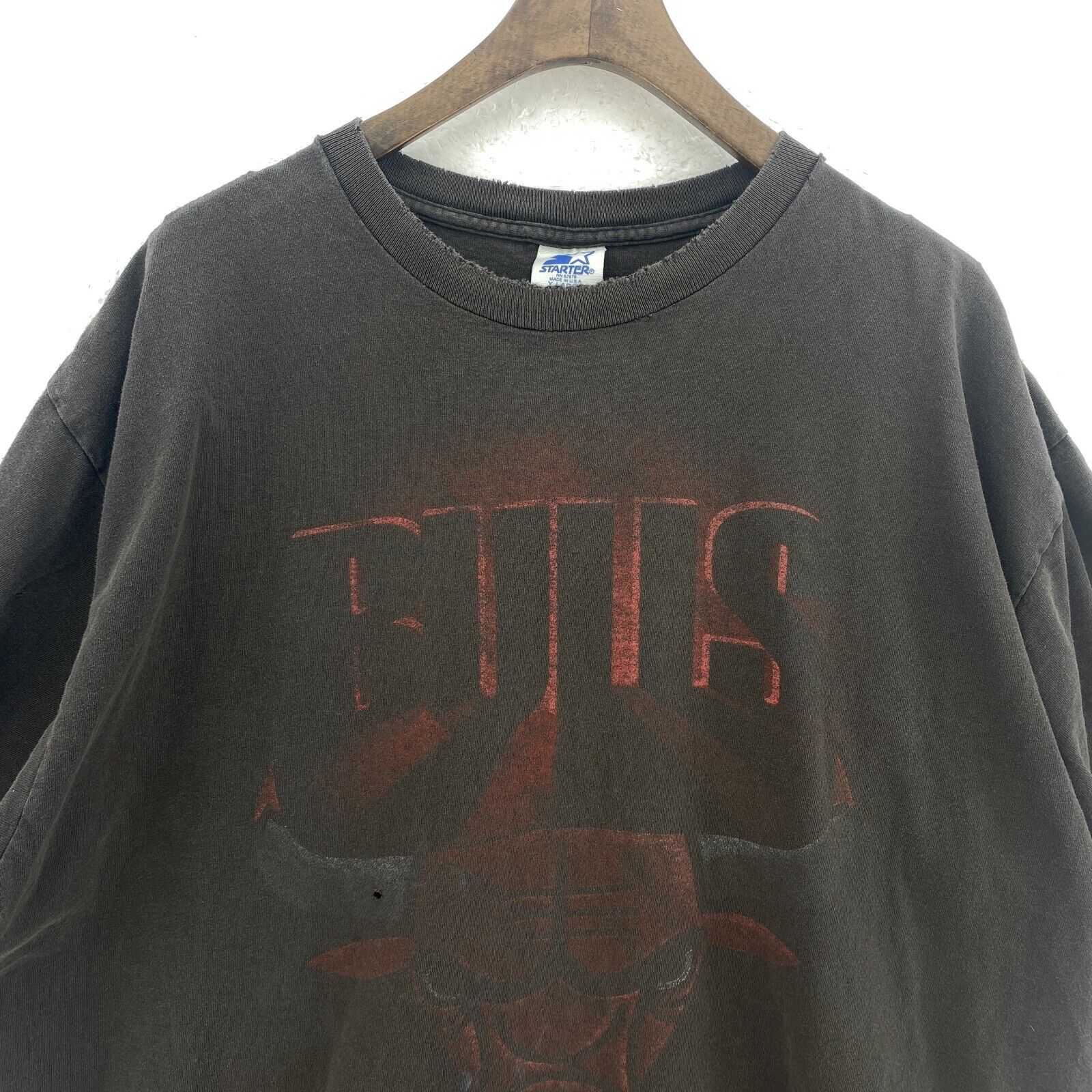 Starter Chicago Bulls NBA Faded Black T-shirt Size XL Single Stitch