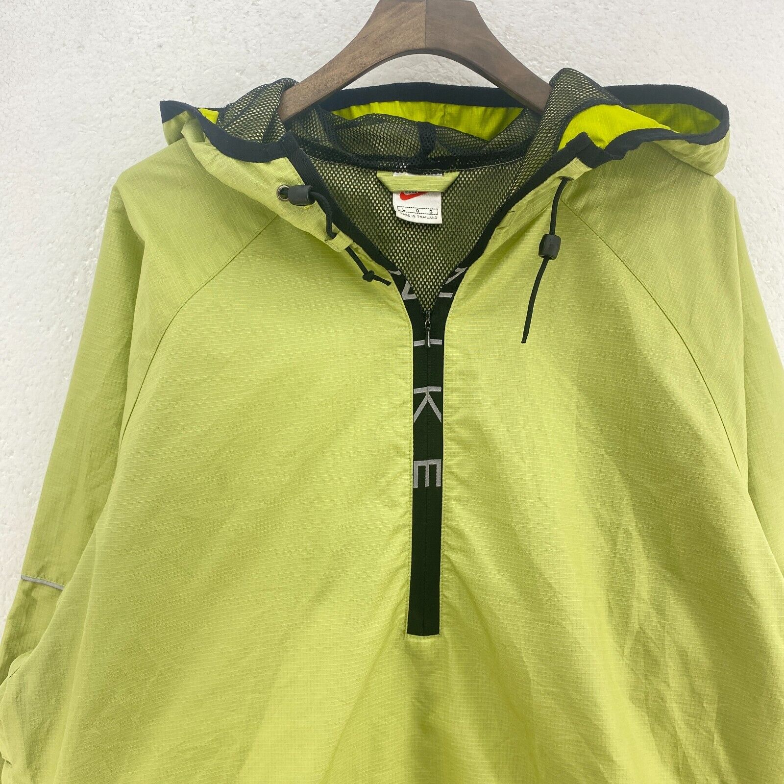 Vintage Nike Quarter Zip Green Hooded Light Jacket Size L