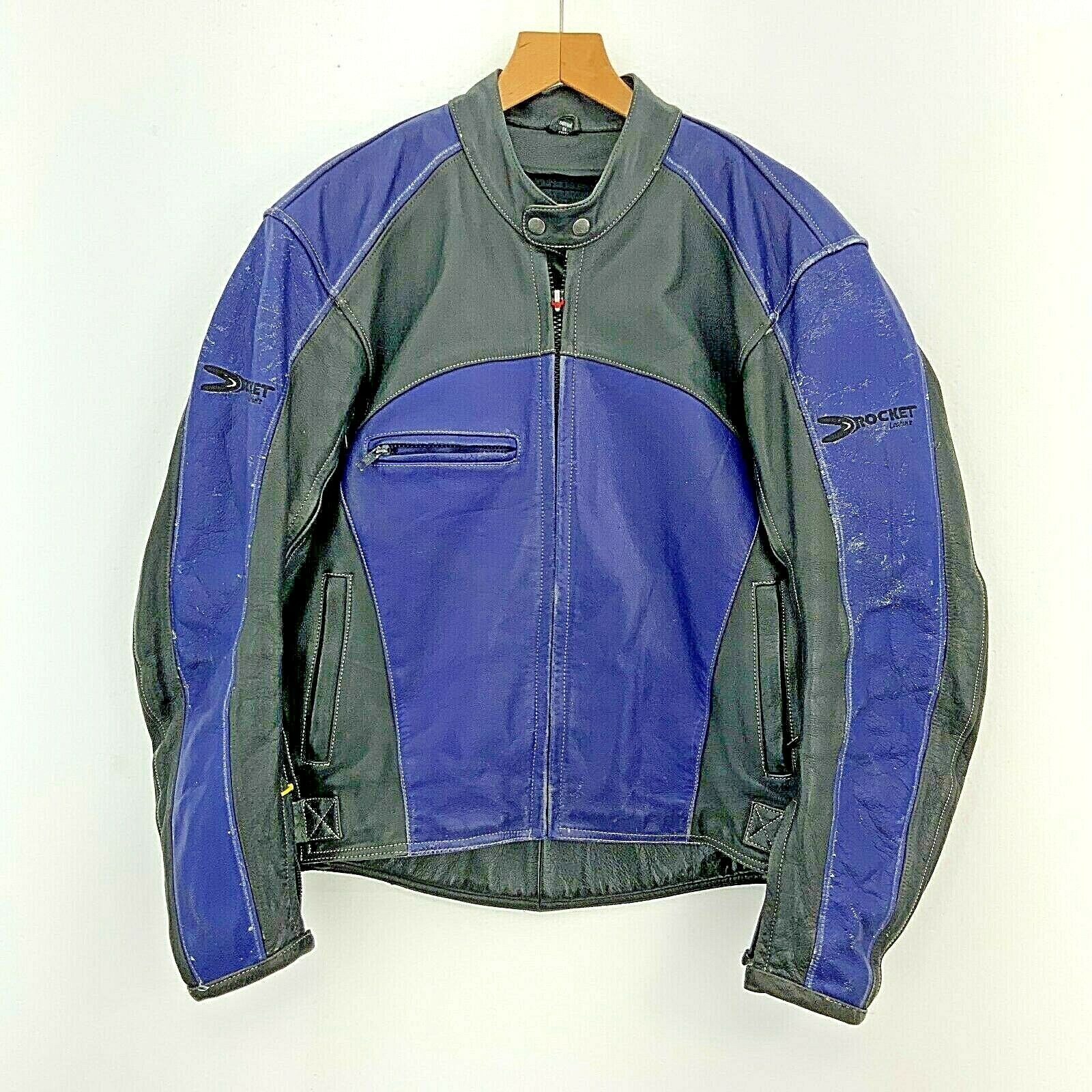 Joe Rocket Leather Jacket Purple Biker Motorcycles Size 44 Missing Lining
