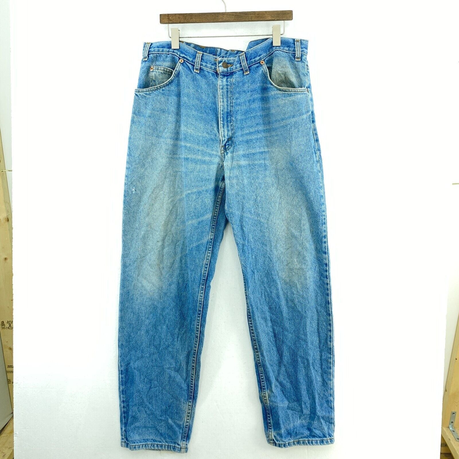 Levi's Orange Tab Light Wash Blue Denim Straight Jeans Size 38