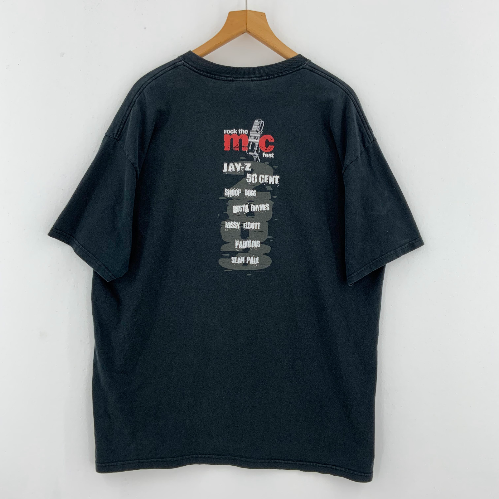 Jay Z 50 Cent Rock The Mic 2003 Black T-shirt Hip Hop Rap Size 2XL