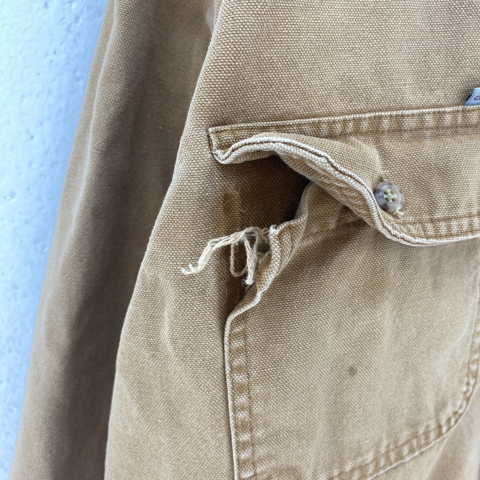 Vintage Carhartt 1990s Double Pocket Button Up Beige Shirt Size L