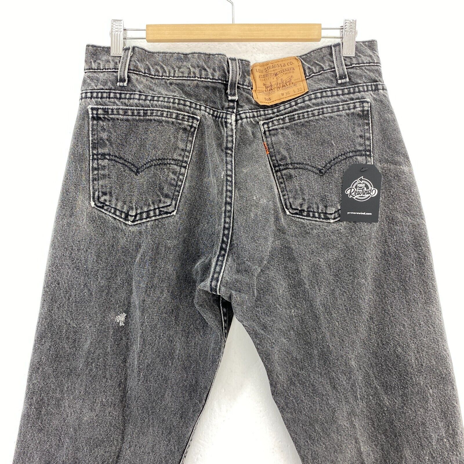 Levi's Orange Tab Light Wash Black Denim Straight Jeans Size 36