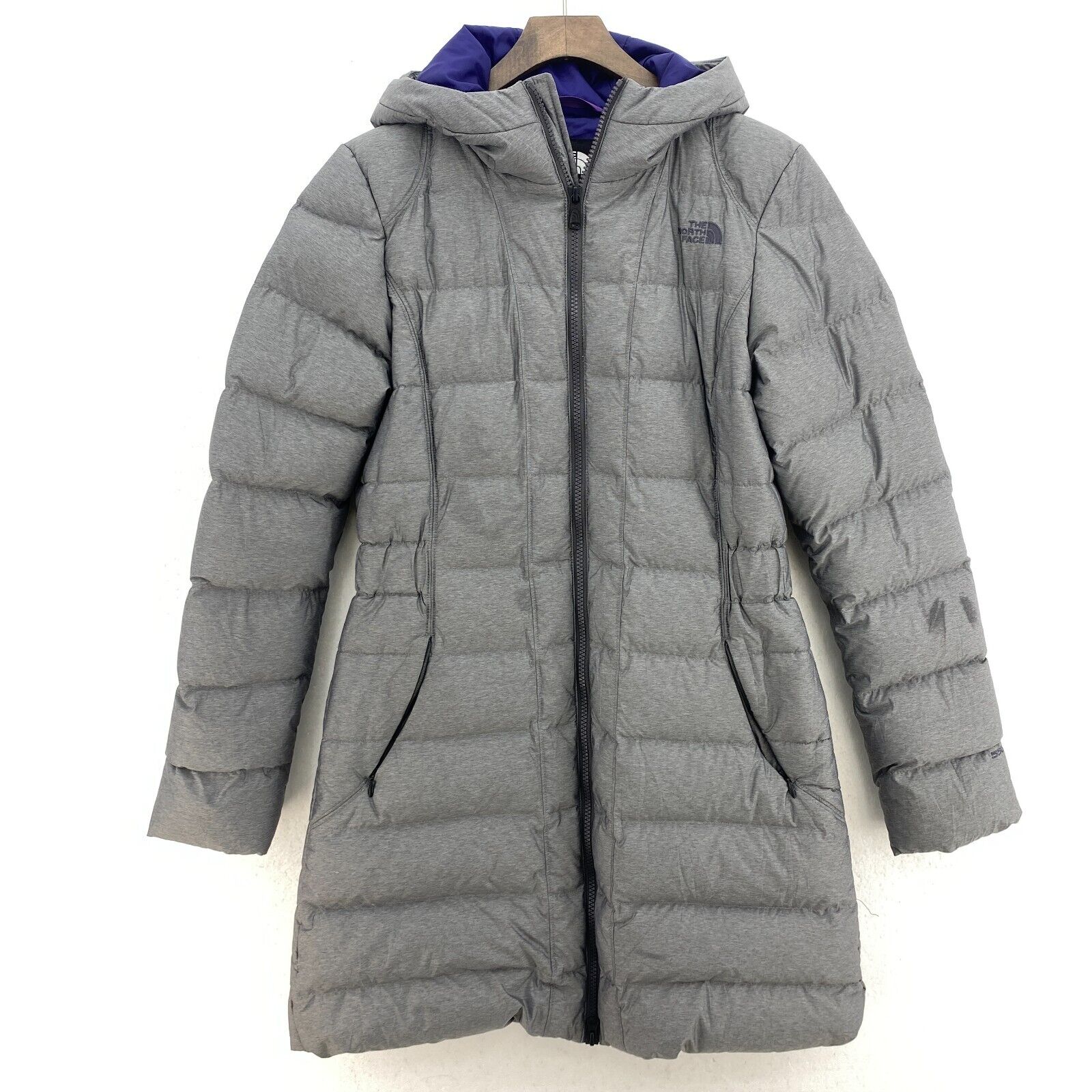 The North Face Full Zip Long Puffer Jacket Gray Size S Women's