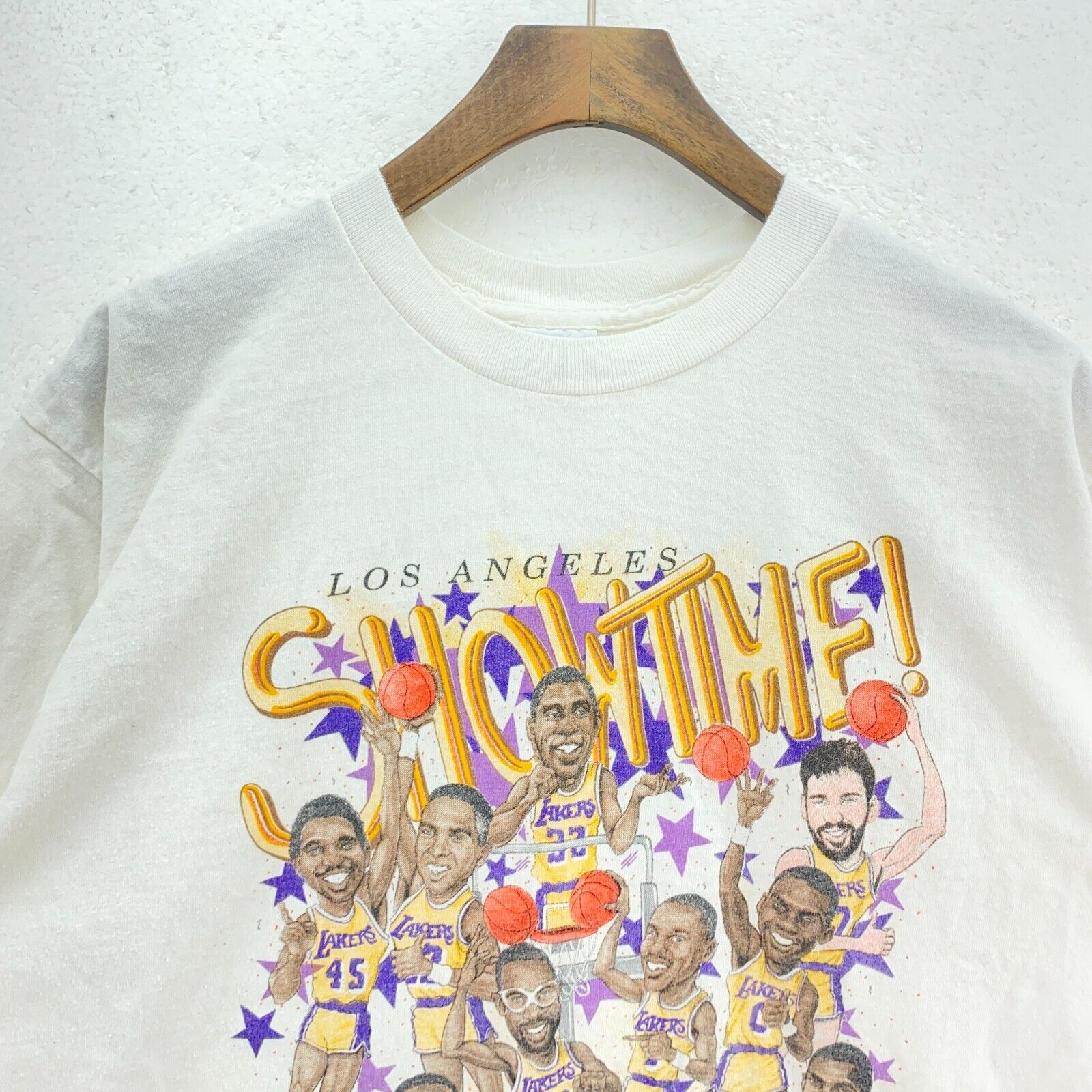 Vintage Los Angeles Lakers Caricature Lake Show NBA Show Time White T-shirt