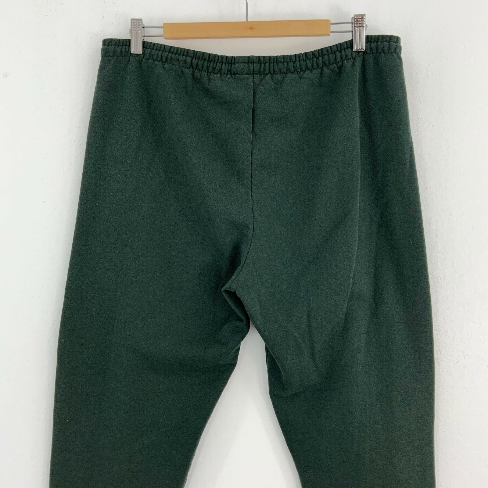 Green Sweatpant Activewear Fleece Lined Tapered Leg Size M 90s