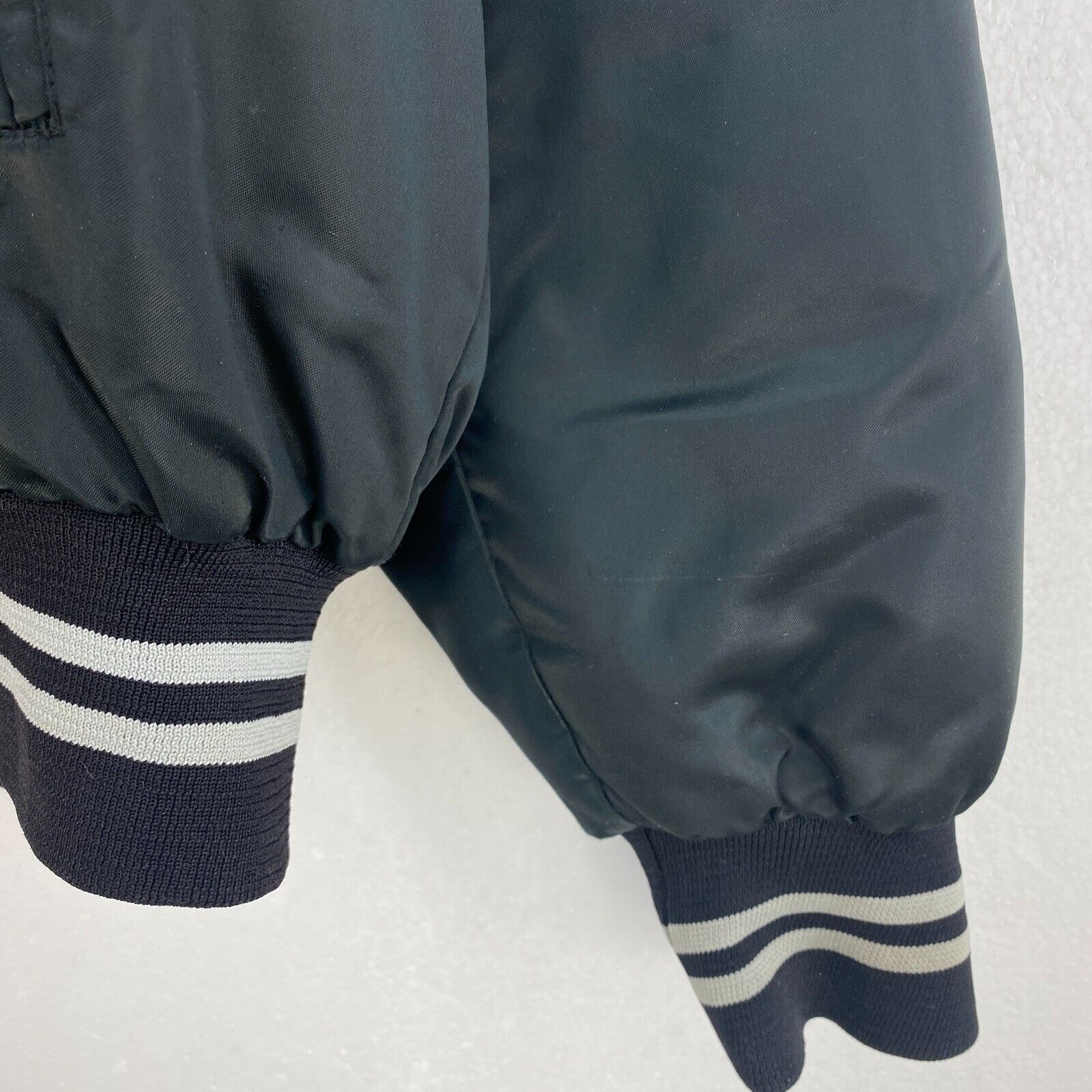 Las Vegas Raiders Varsity Black Bomber Snapped Jacket Size 2XL