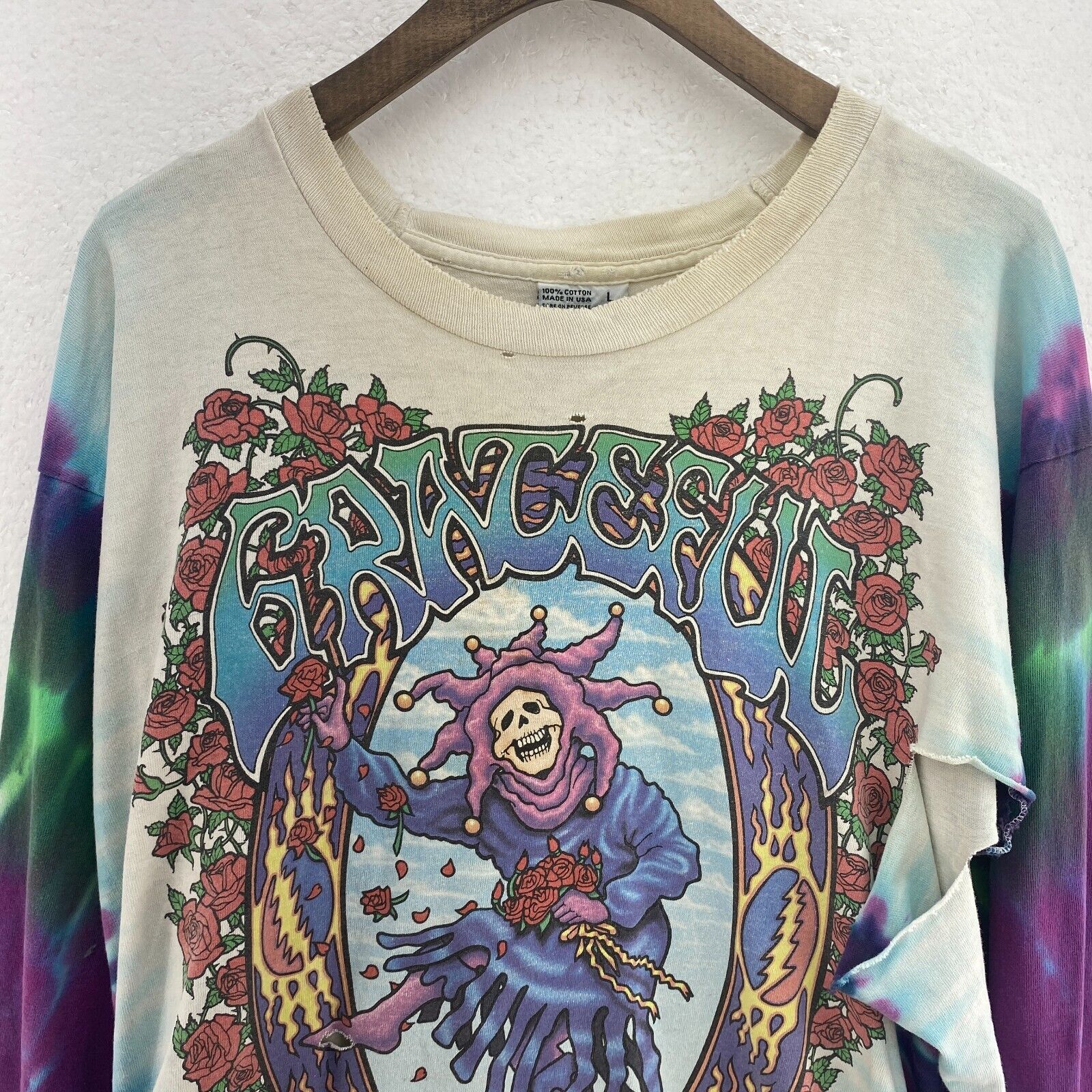 Liquid Blue 1993 Grateful Dead Multicolor White T-shirt Long Sleeve Size L