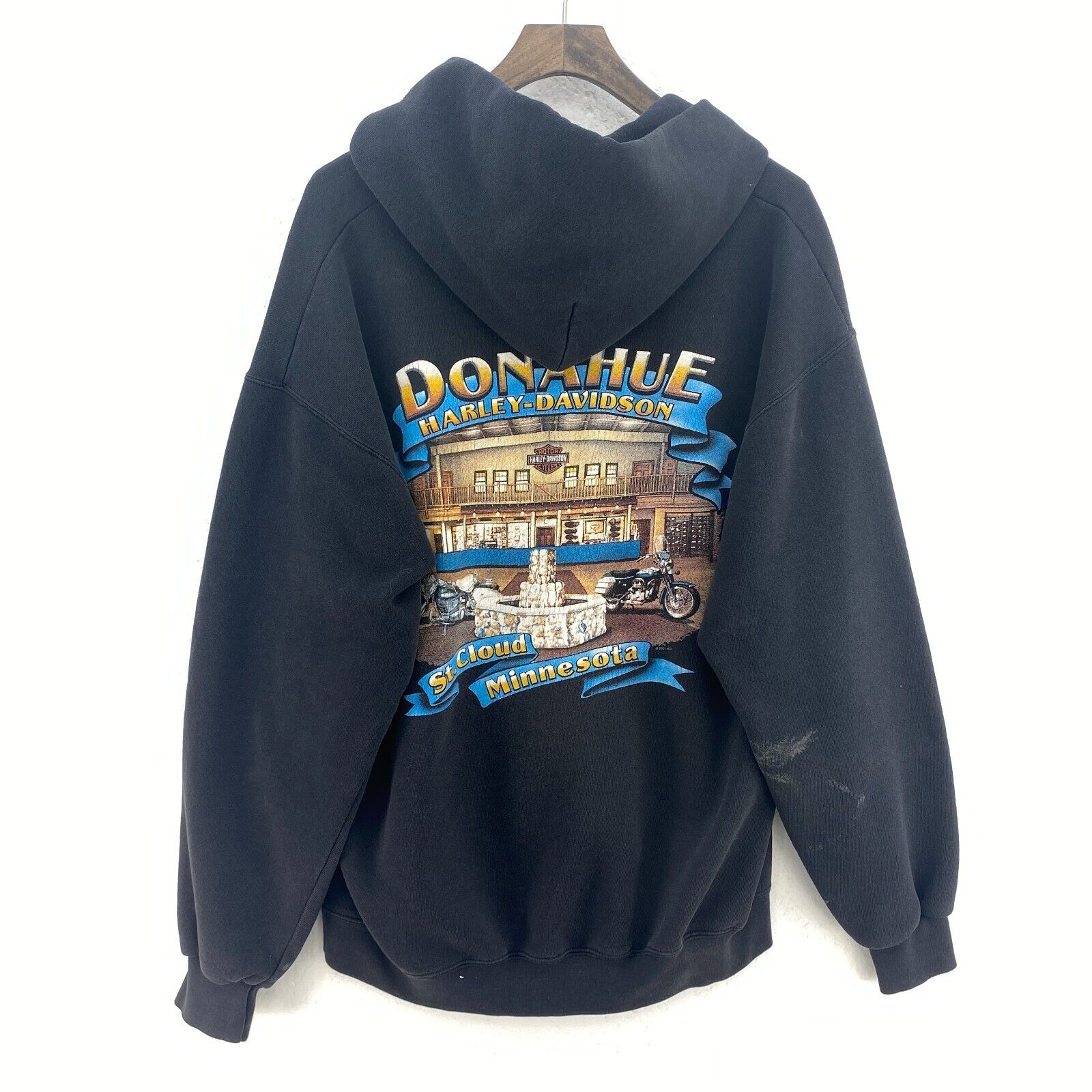 Harley Davidson Motorcycles Logo 2002 Black Hoodie Size L